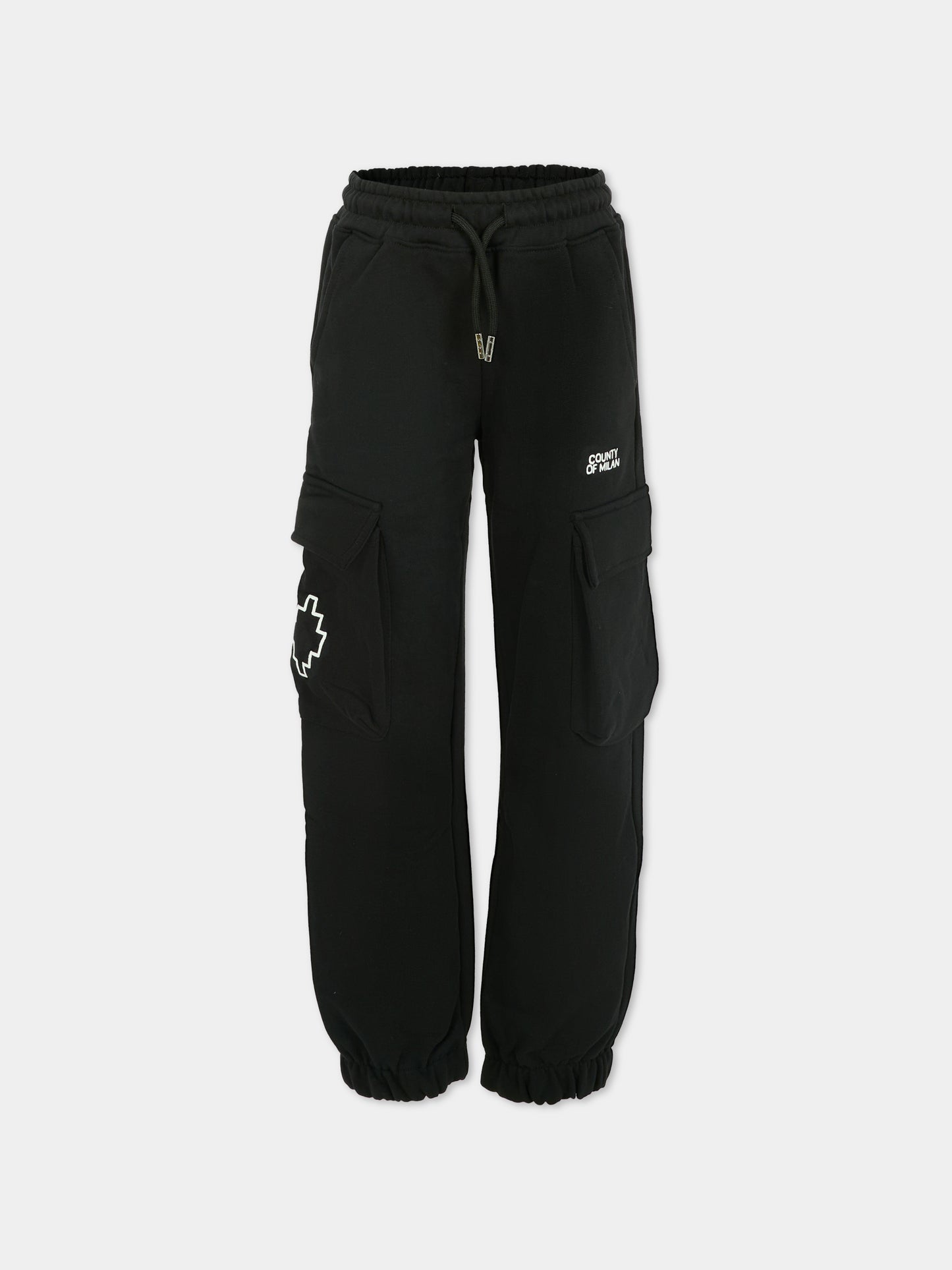 Pantaloni neri per bambino con logo,County Of Milan Kids,F5CMJBFP008 110