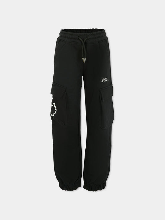 Pantaloni neri per bambino con logo,County Of Milan Kids,F5CMJBFP008 110