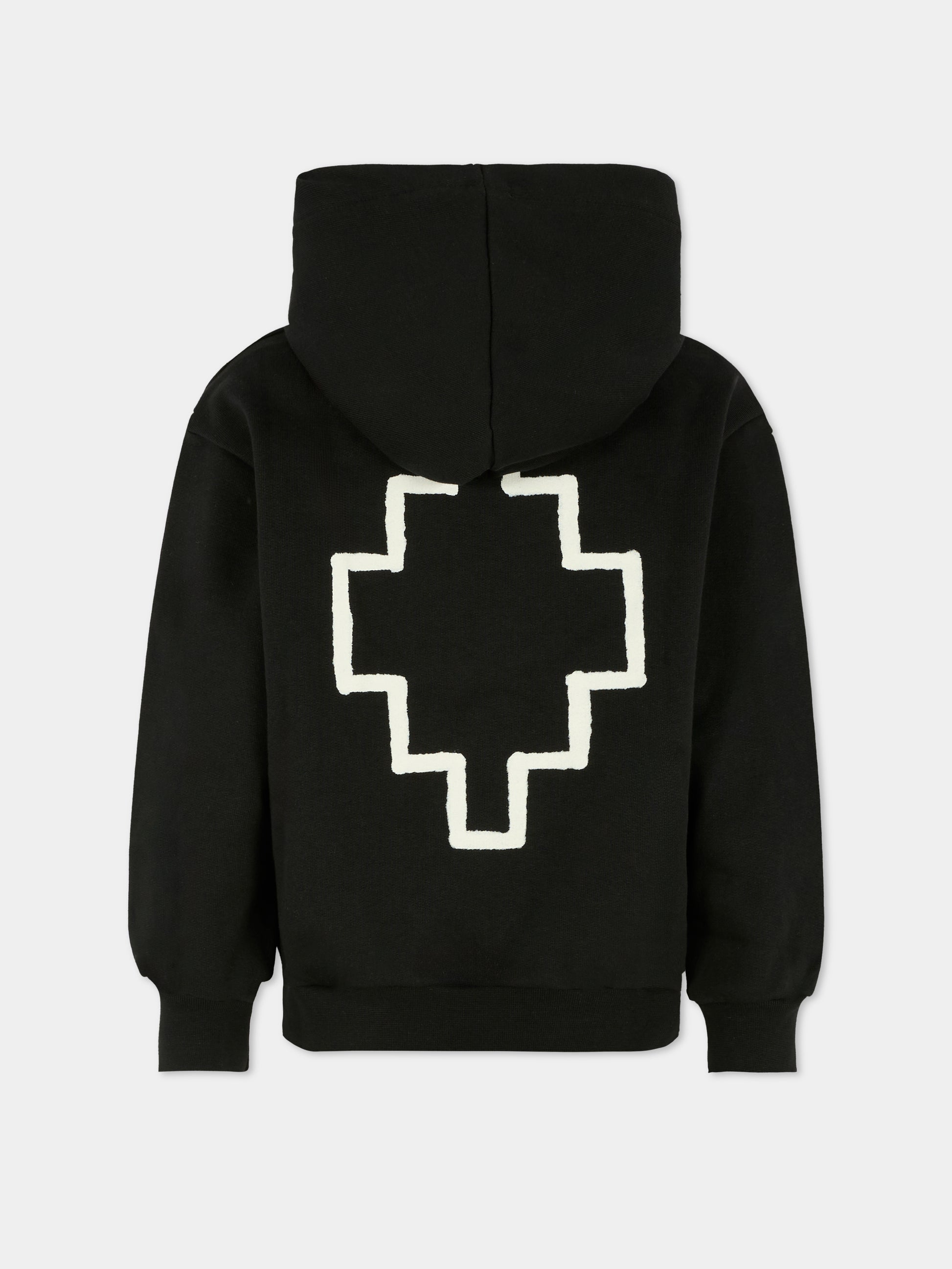 Felpa nera per bambino con logo bianco,County Of Milan Kids,F5CMJBHS006 110