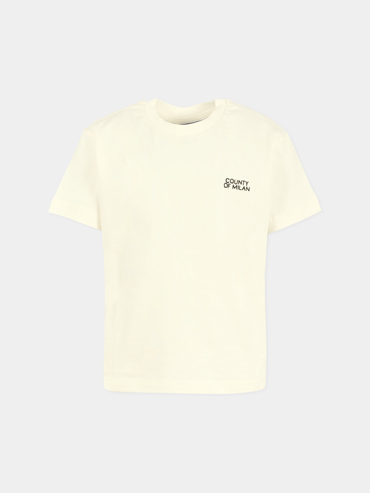 T-shirt bianca per bambino con logo nero,County Of Milan Kids,F5CMJBTH007 002