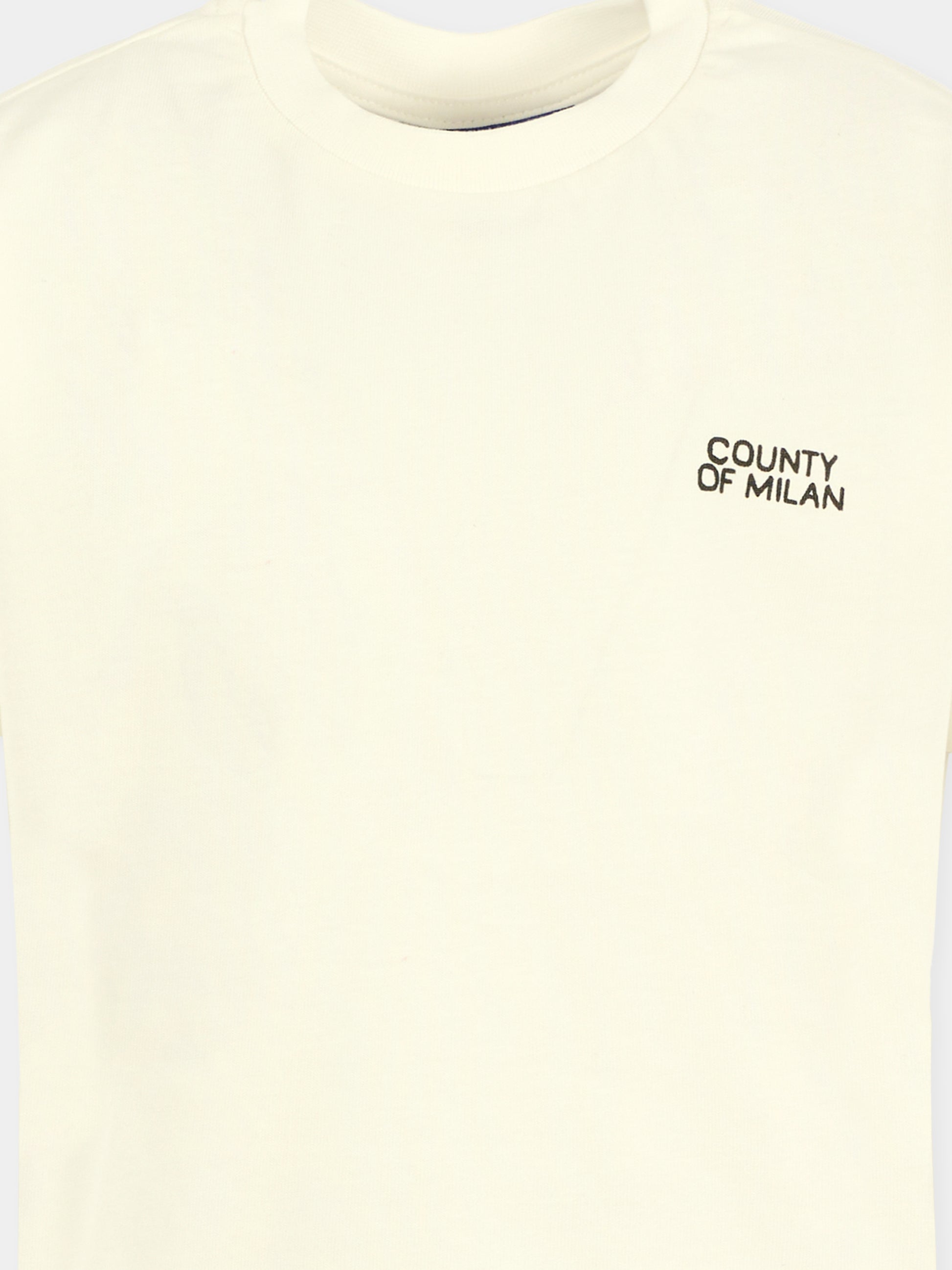 T-shirt bianca per bambino con logo nero,County Of Milan Kids,F5CMJBTH007 002
