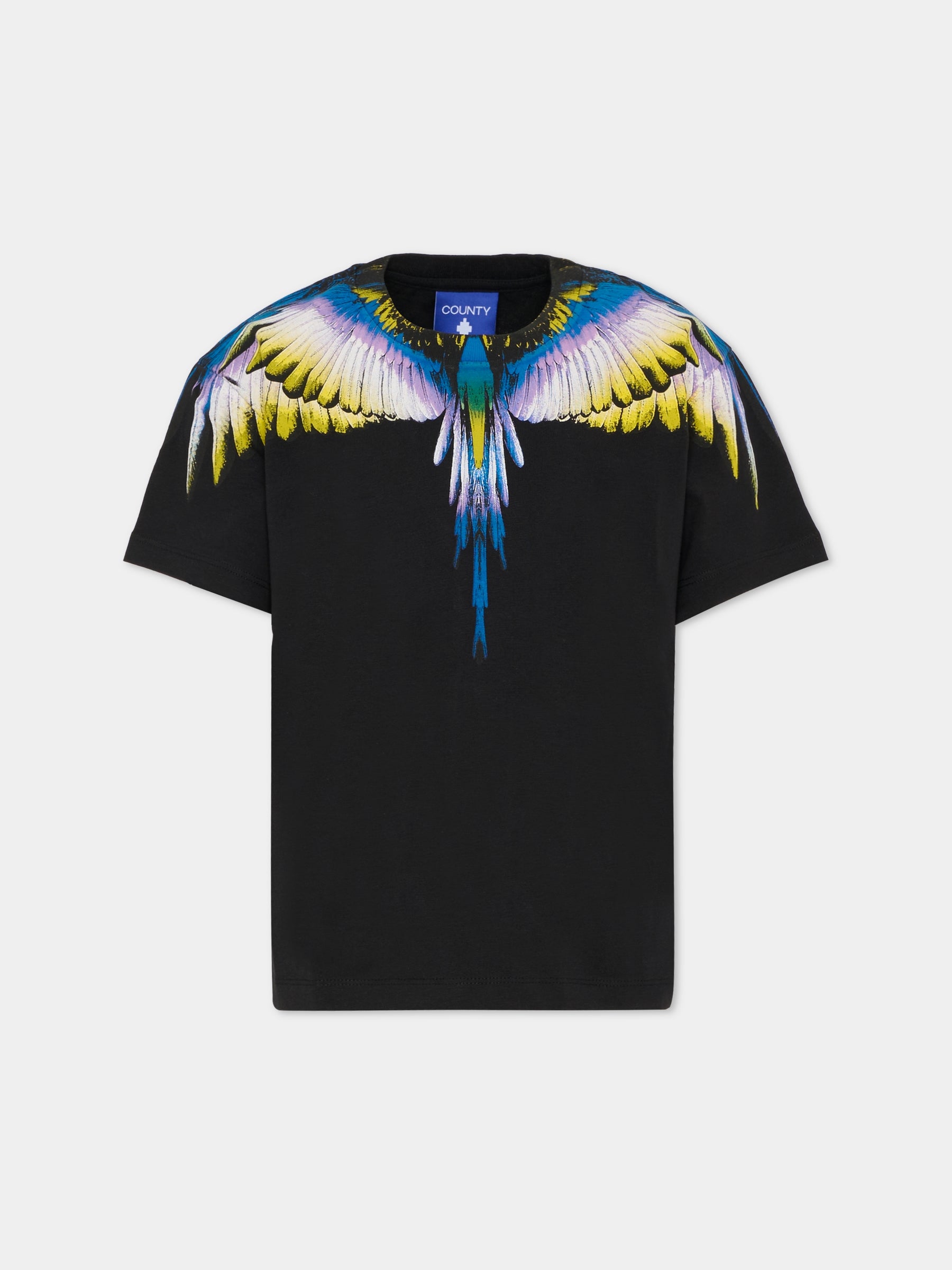 T-shirt nera per bambino con ali,County Of Milan Kids,F5CMJBTH064 110