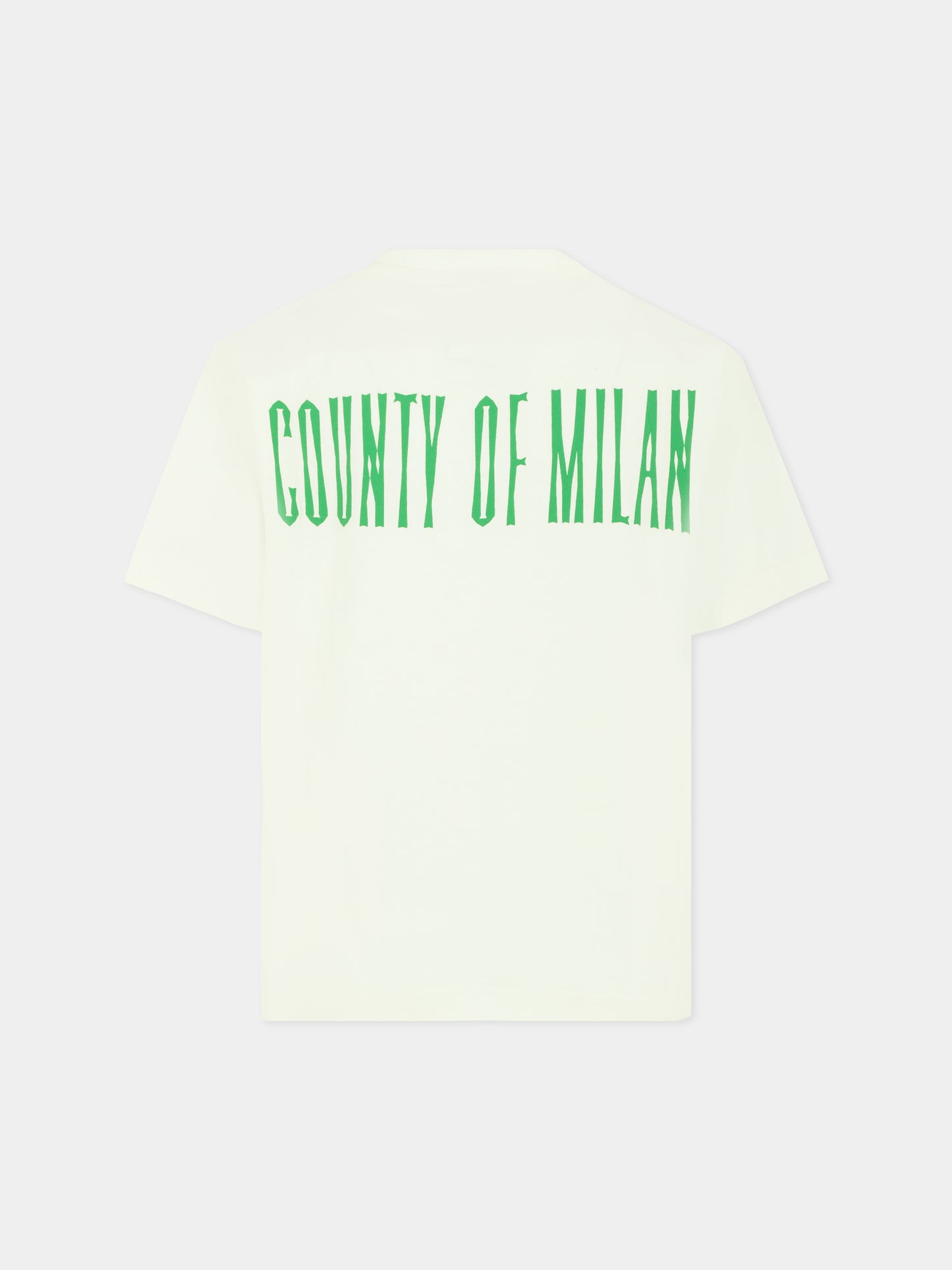 T-shirt bianca per bambino con logo e lupo,County Of Milan Kids,F5CMJBTH078 002