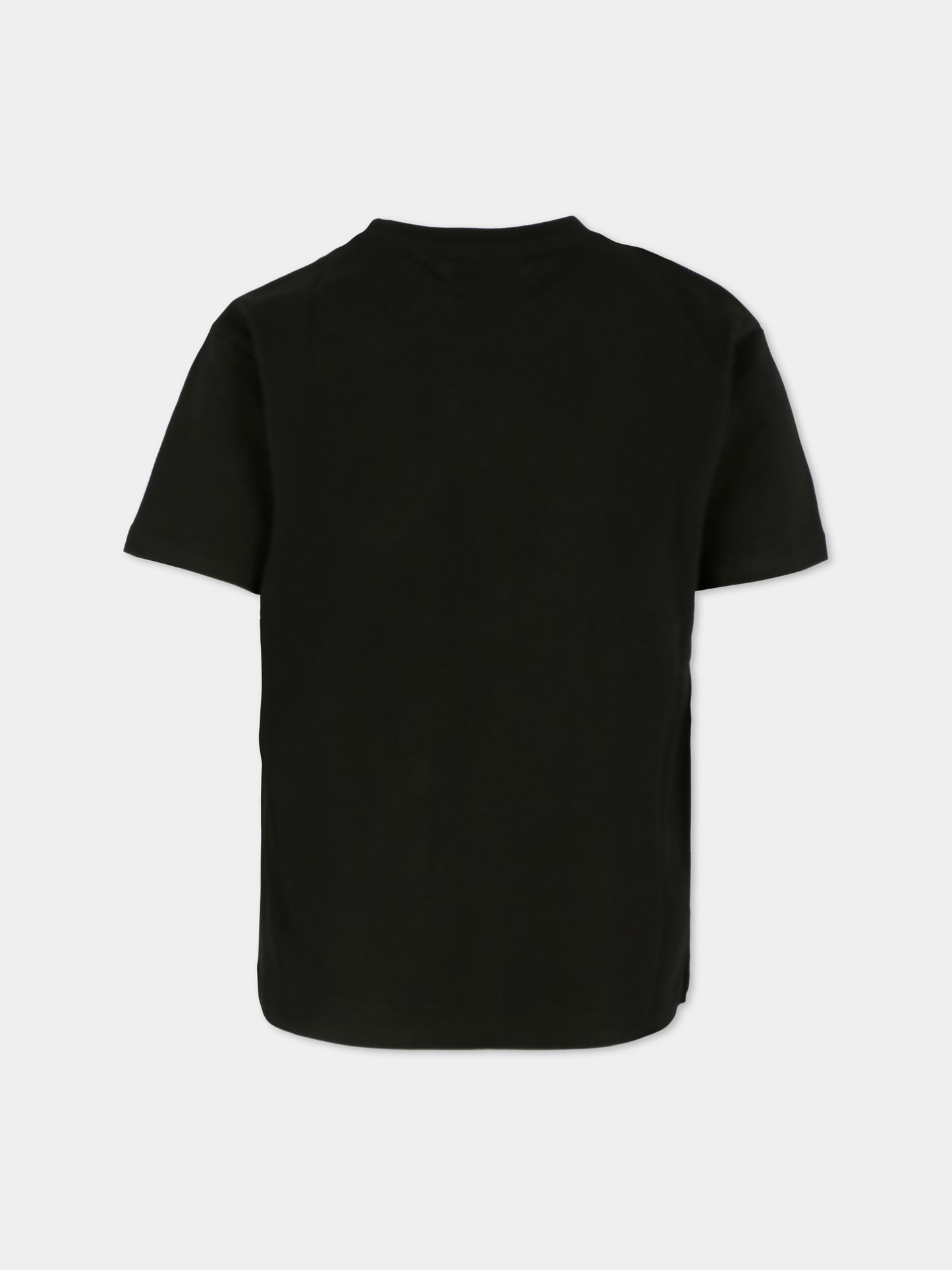 T-shirt nera per bambino con logo e gufo,County Of Milan Kids,F5CMJBTH079 110