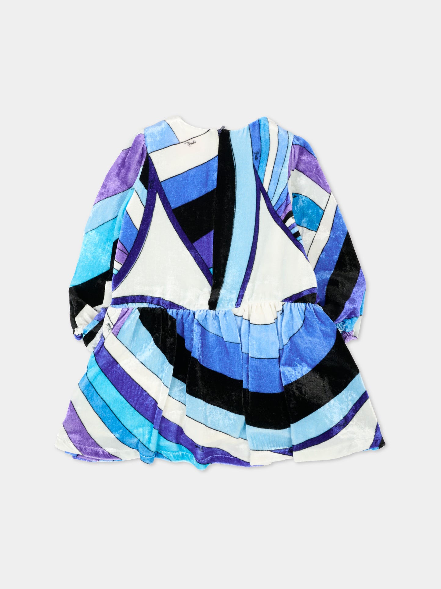 Vestito blu per neonata con stampa marmo,Emilio Pucci Junior,PX1120 V0171 101BL