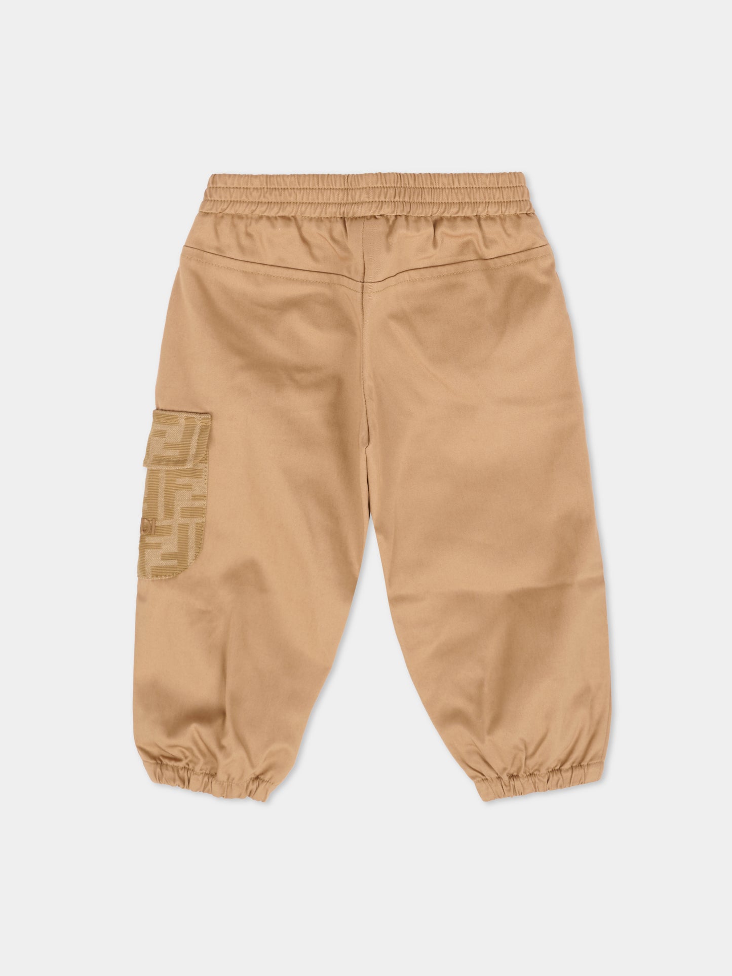 Pantaloni beige per neonato con logo,Fendi Kids,BMF261 AS5Y F0QU5
