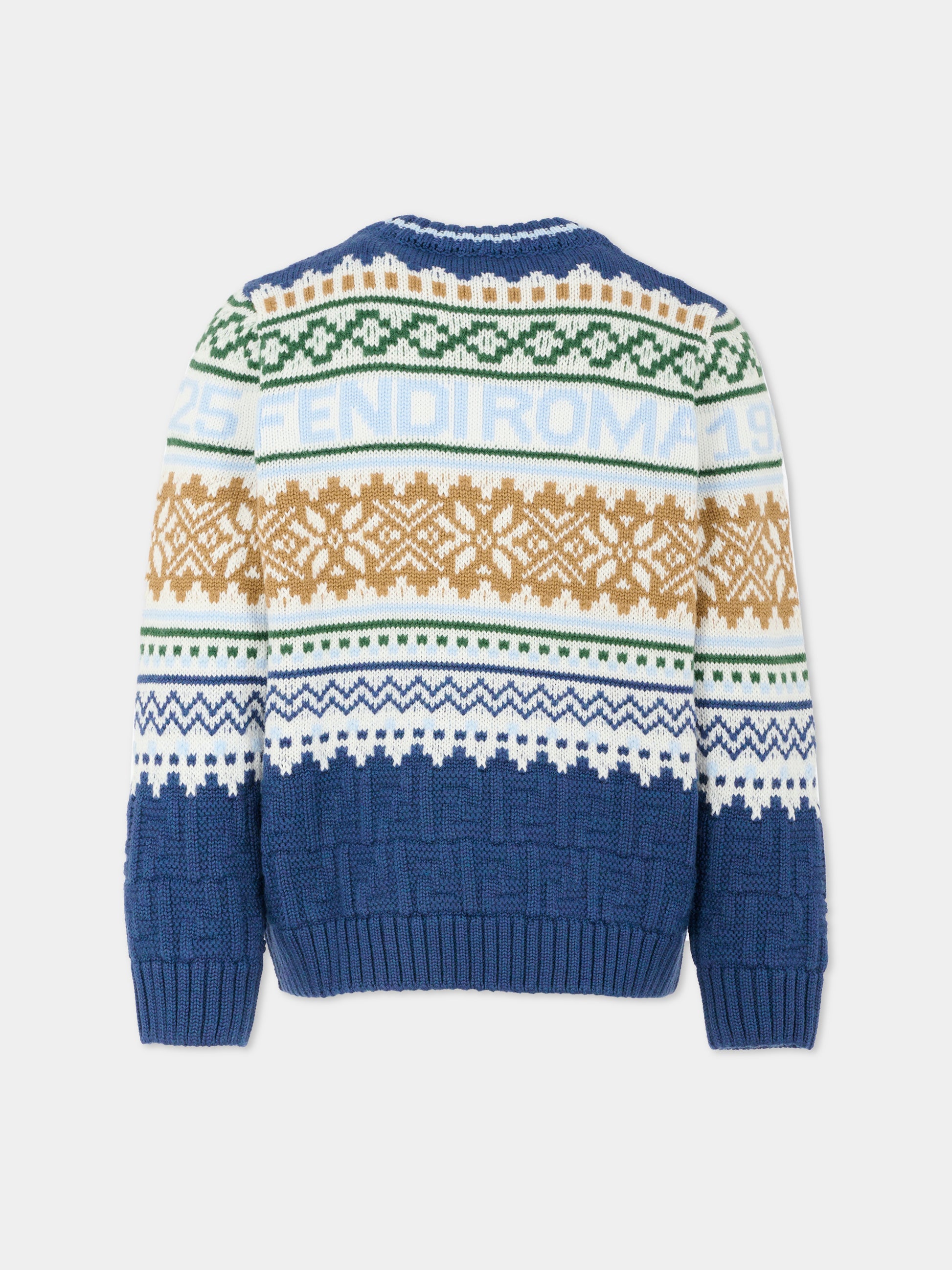 Maglione multicolor per bambino con logo celeste,Fendi Kids,JMG135 AYMS F1I11