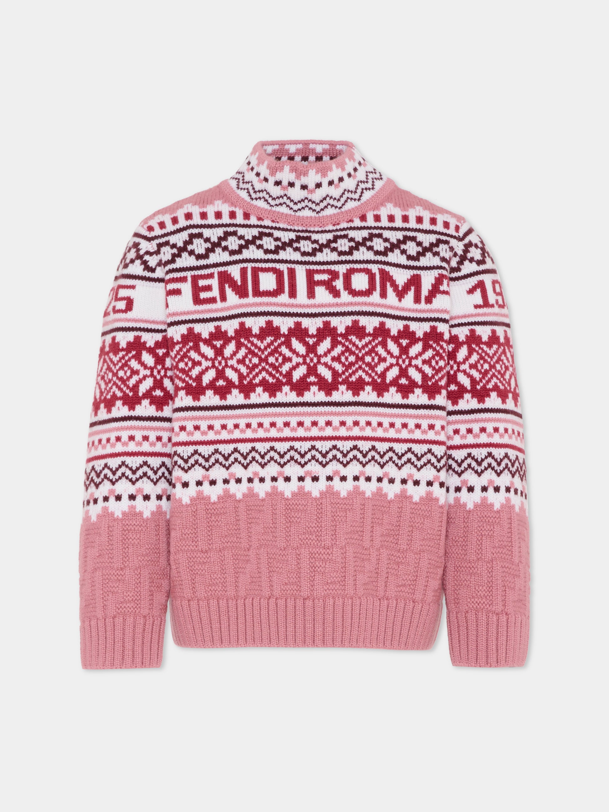 Maglione rosa per bambina con logo,Fendi Kids,JFG235 AYMS F1T6P