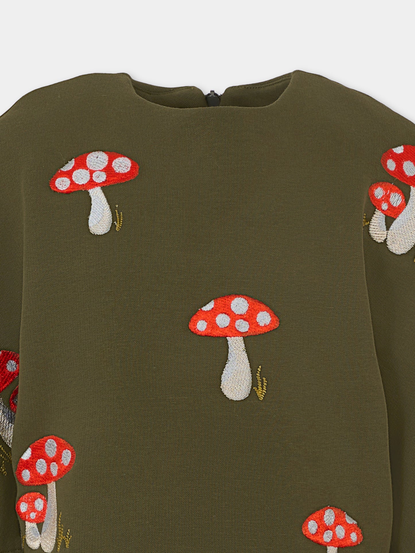 Felpa verde per bambina con funghi,Pangolini Kids,MUSHROOM