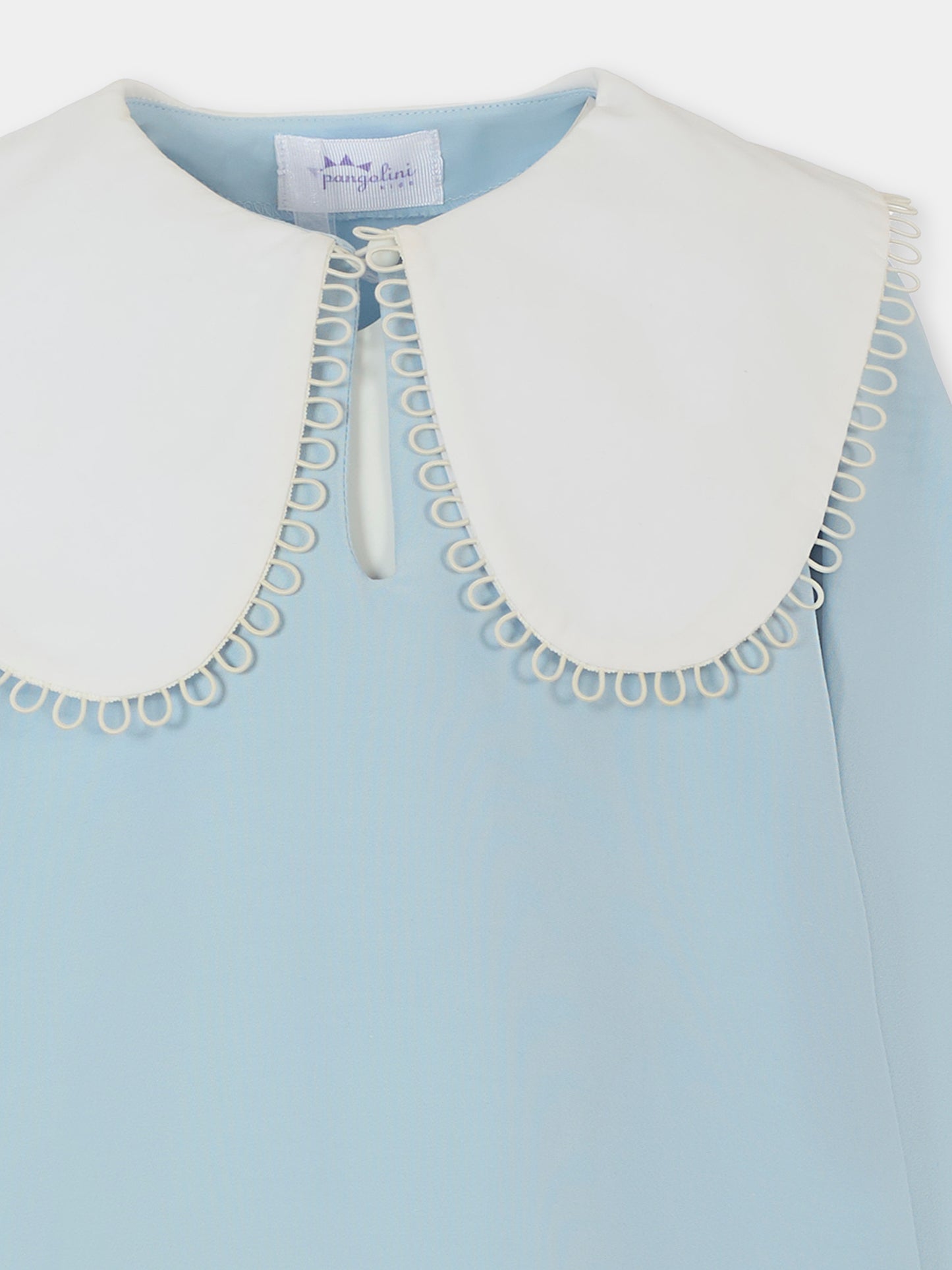 Vestito celeste per bambina con uccelli,Pangolini Kids,DRESS THE FLIGHT OF BIRDS