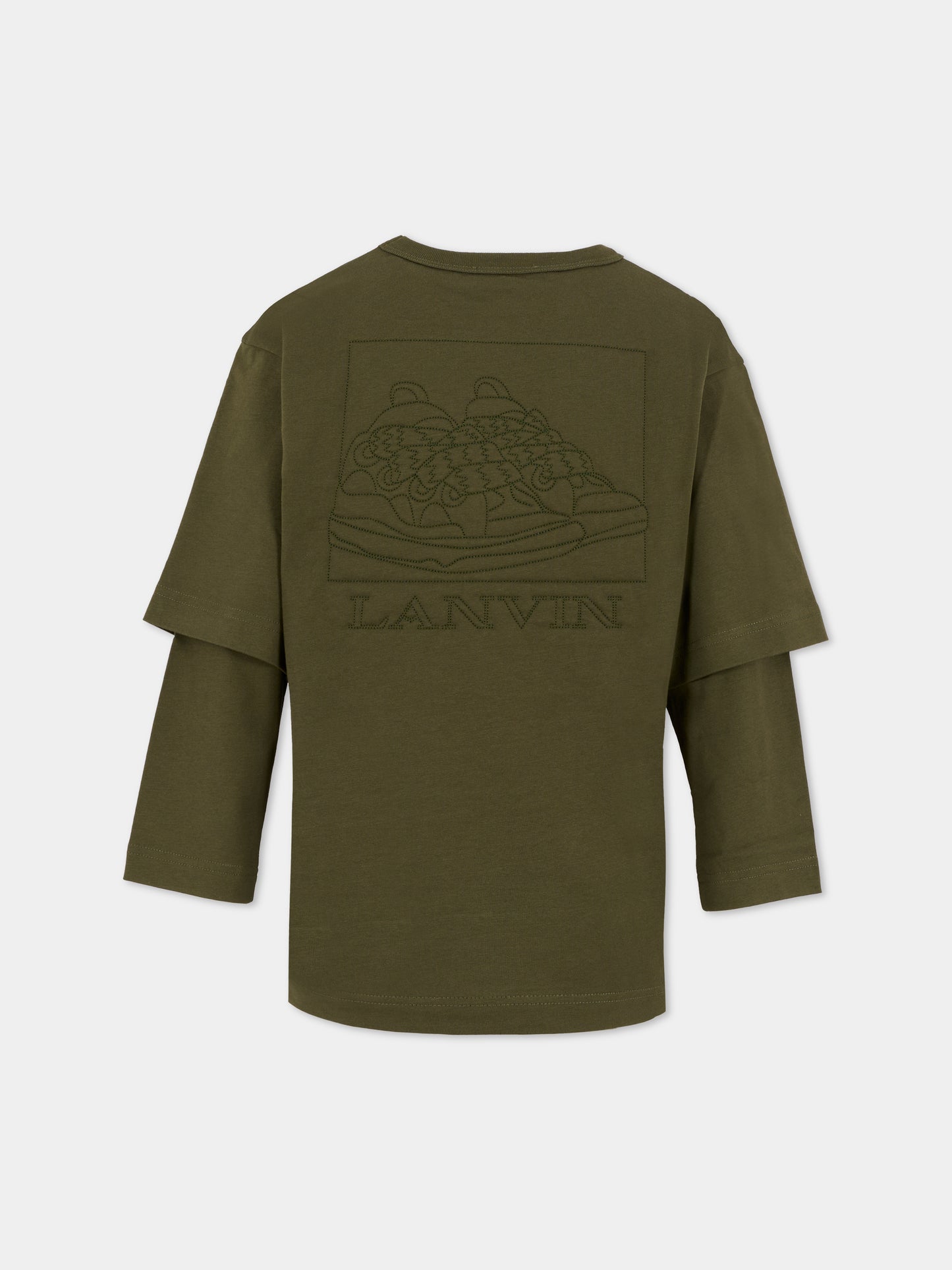 T-shirt verde per bambino con logo e sneakers,Lanvin Petite,N30286 665