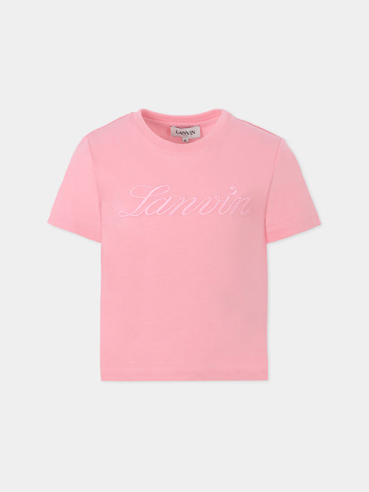 T-shirt nera per bambina con logo,Lanvin Petite,N30251 48N