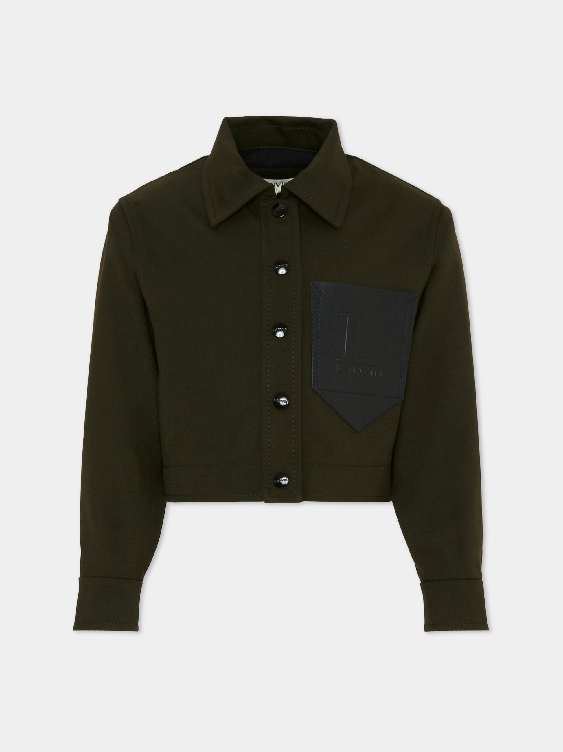 Camicia crop verde per bambina con logo,Lanvin Petite,N30258 U60