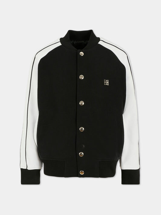 Bomber nero per bambino con logo ricamato,Givenchy Kids,H31036 09B