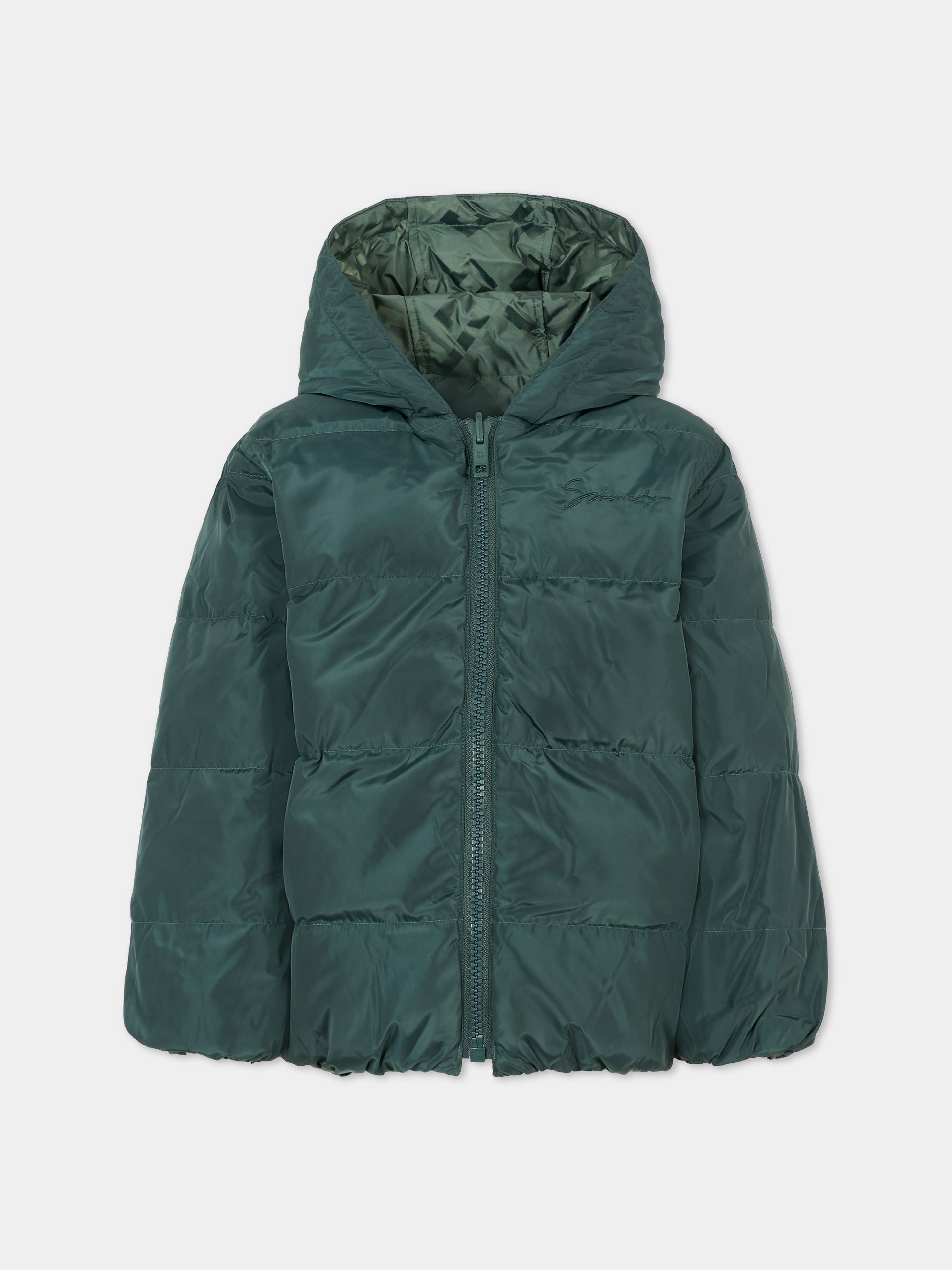 Piumino reversibile verde per bambini con motivo 4G,Givenchy Kids,H30931 672