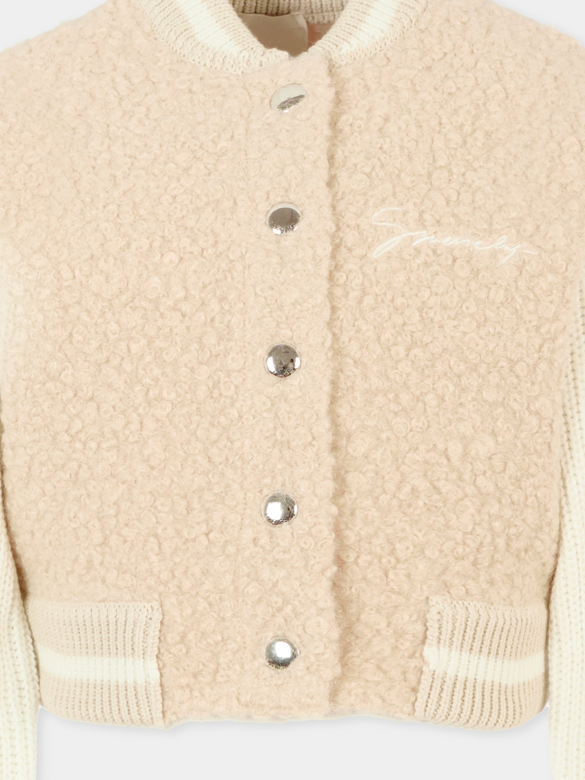 Bomber beige per bambina con logo,Givenchy Kids,H30994 184
