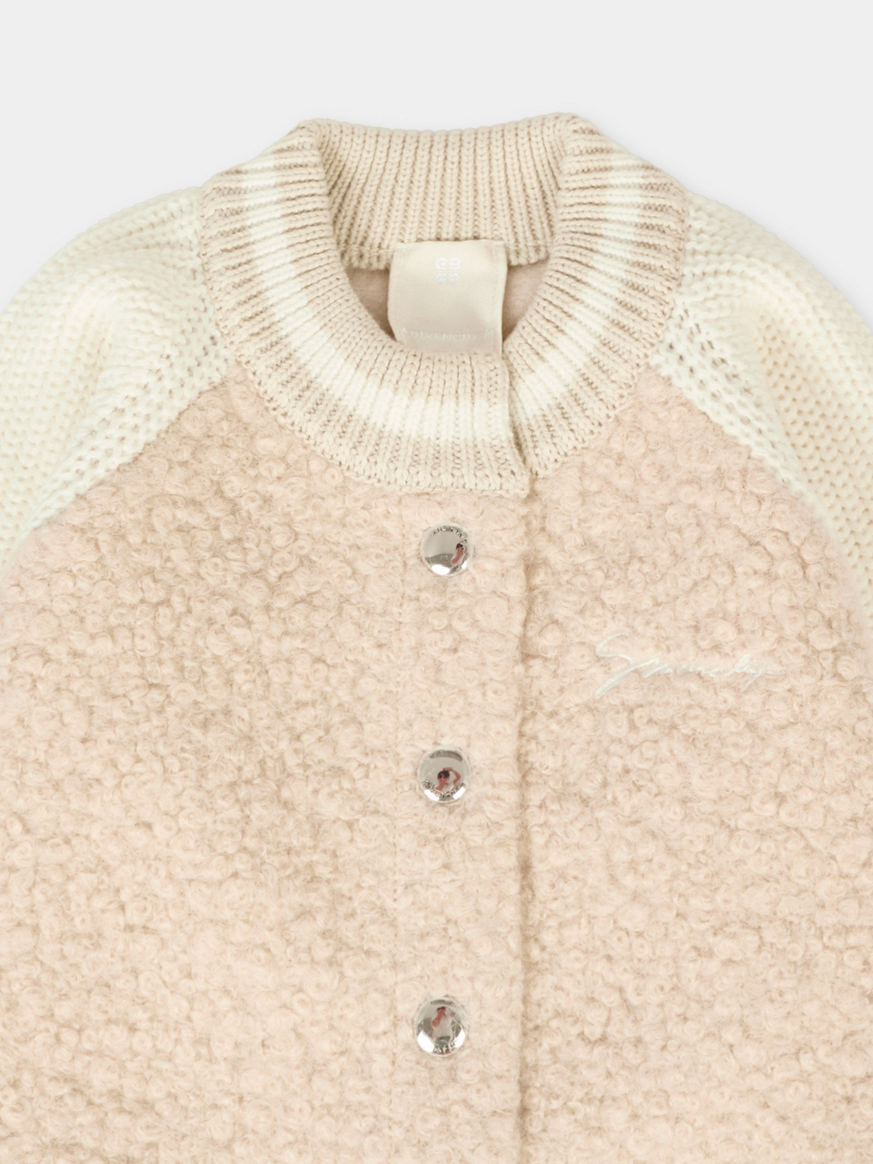 Bomber beige per neonata con logo,Givenchy Kids,H31022 184