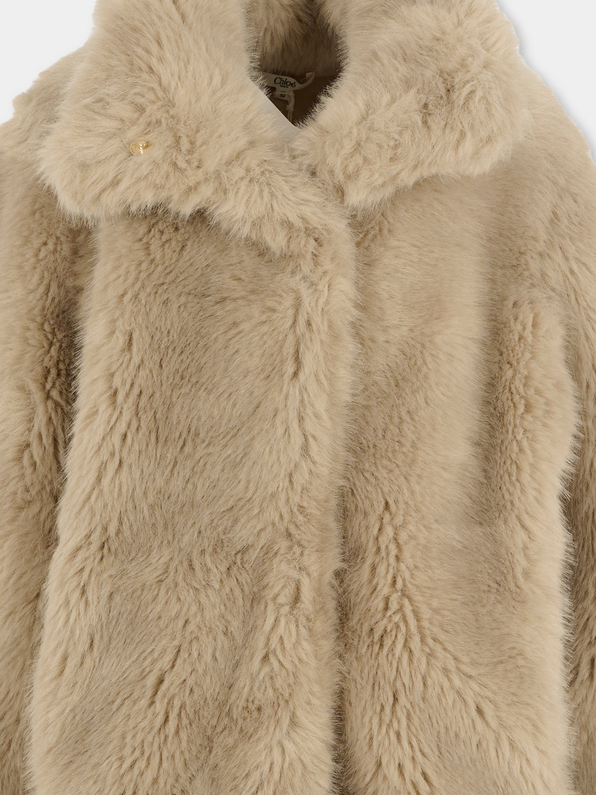 Ecopelliccia grigia per bambina con logo,Chloé Kids,C20672 051