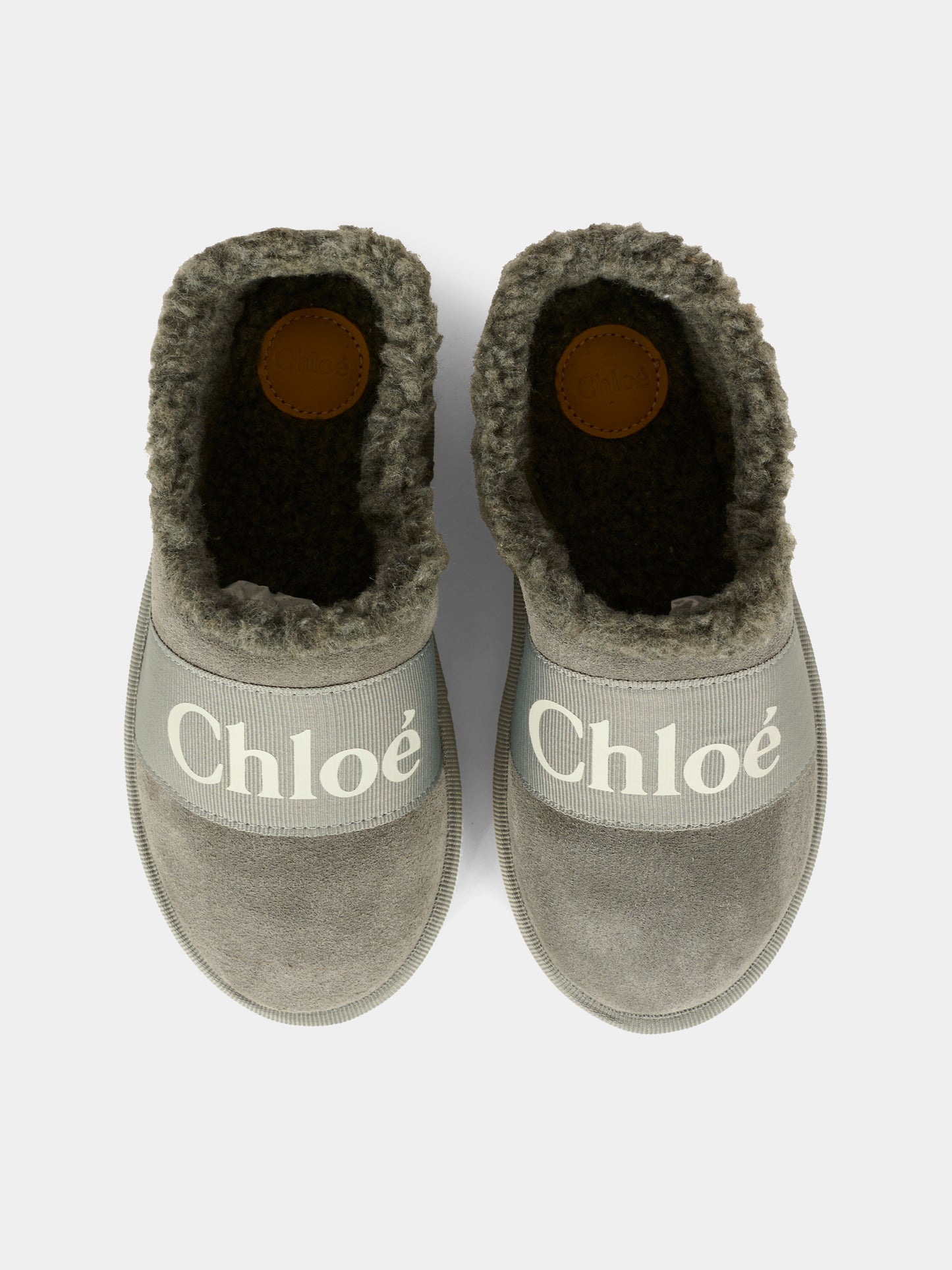 Sabot grigi per bambina con logo,Chloé Kids,C20692 047