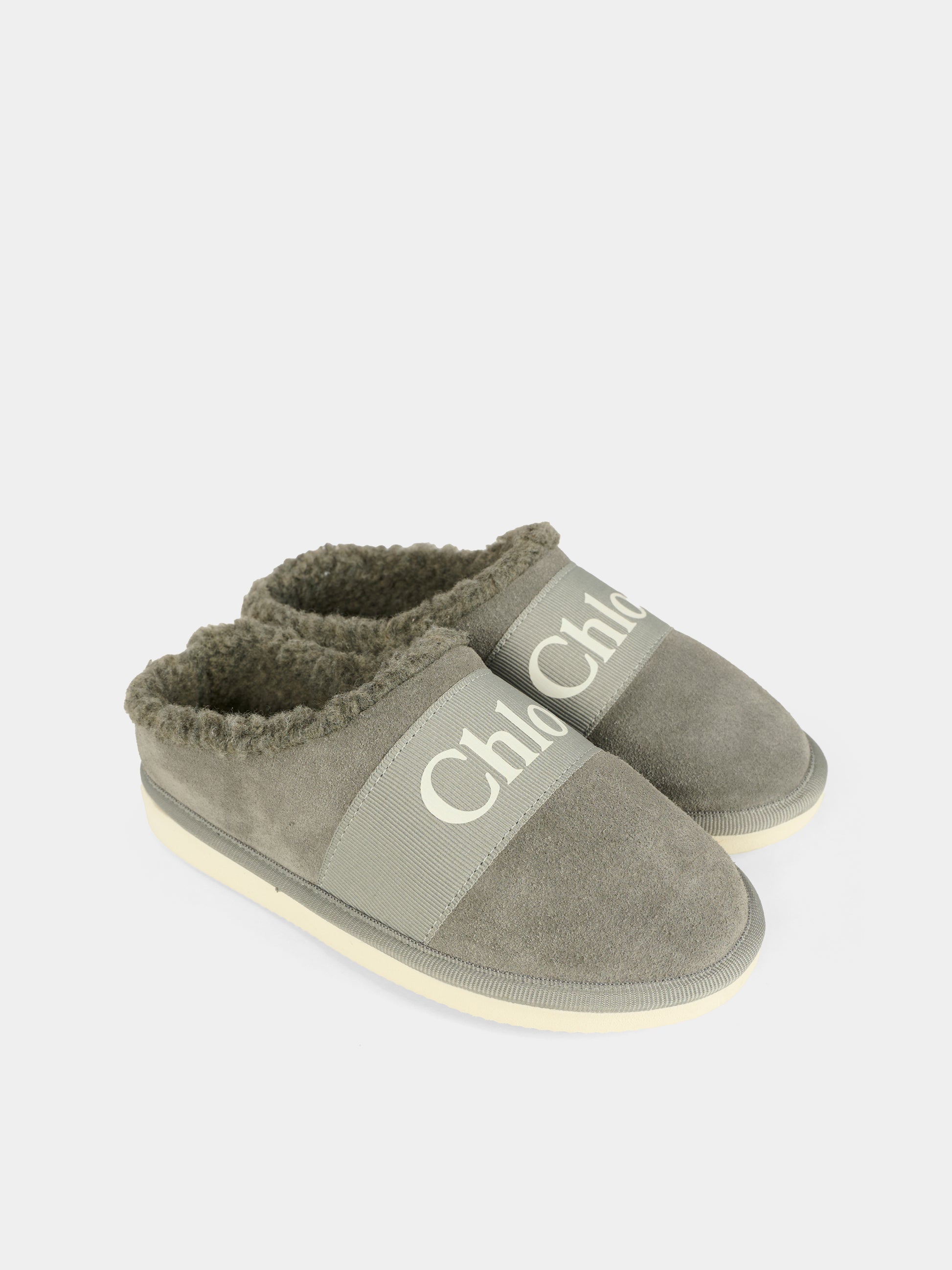Sabot grigi per bambina con logo,Chloé Kids,C20692 047
