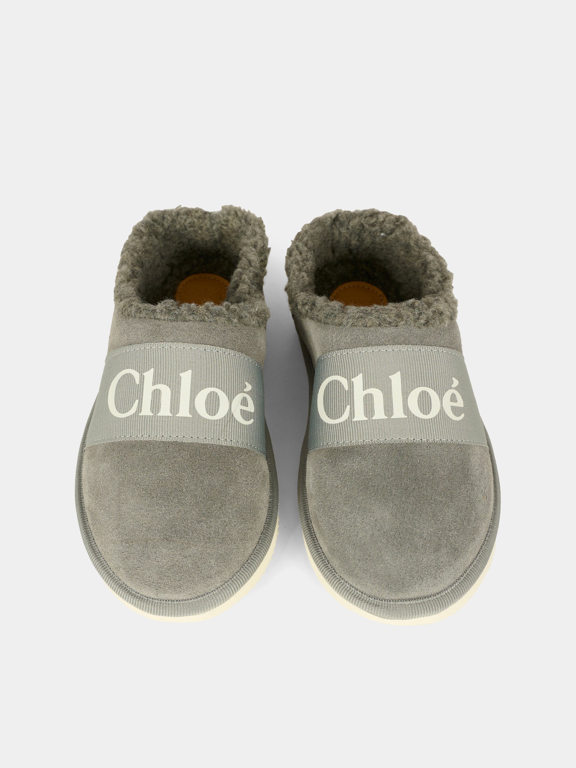 Sabot grigi per bambina con logo,Chloé Kids,C20692 047