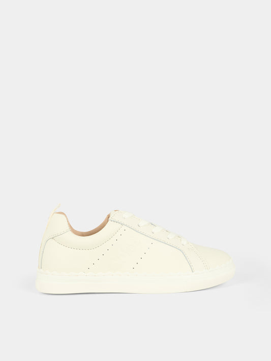 Sneakers bianche per bambina con logo,Chloé Kids,C20698 117