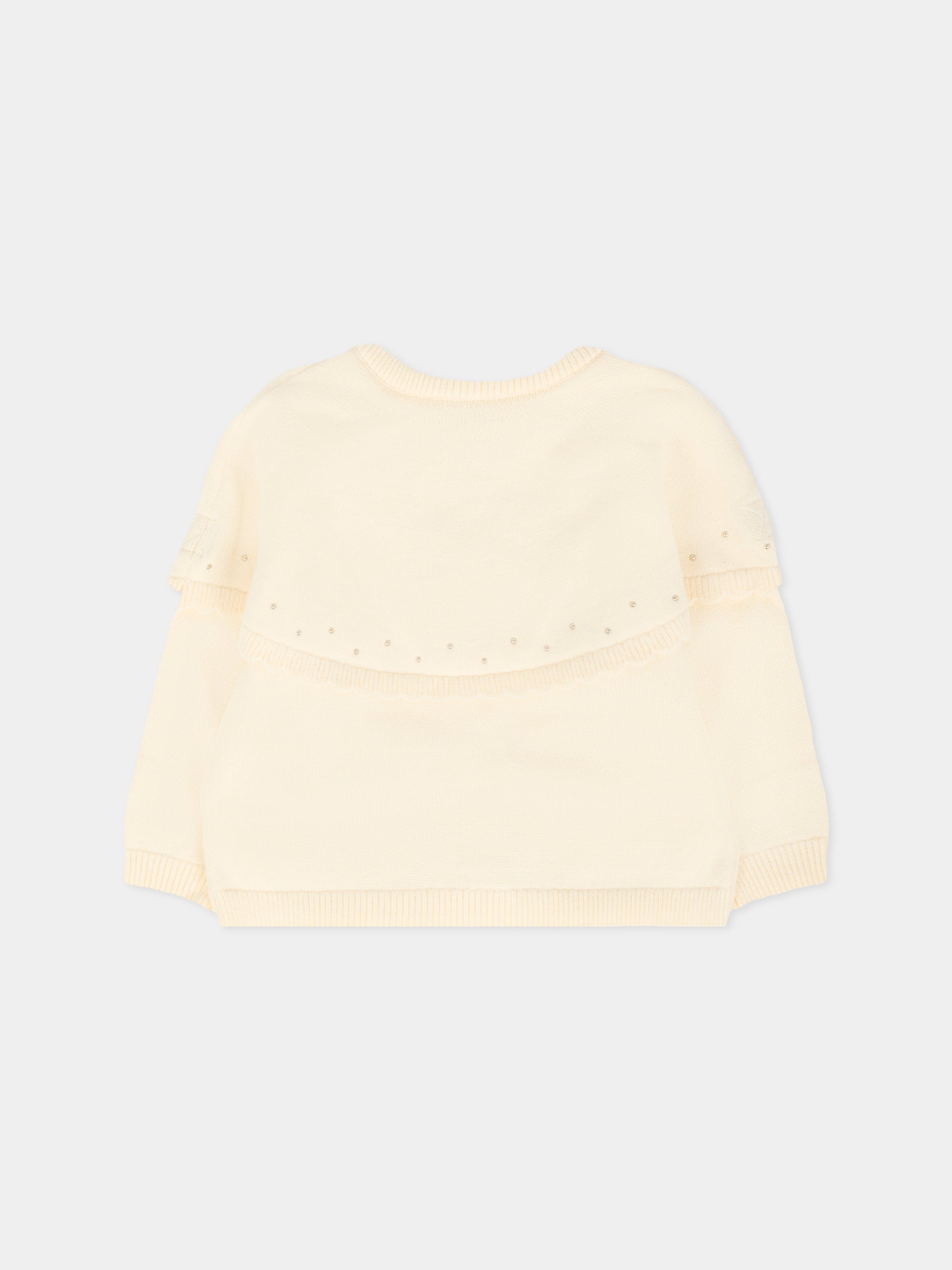Cardigan avorio per neonata con borchie e logo,Chloé Kids,C20704 148