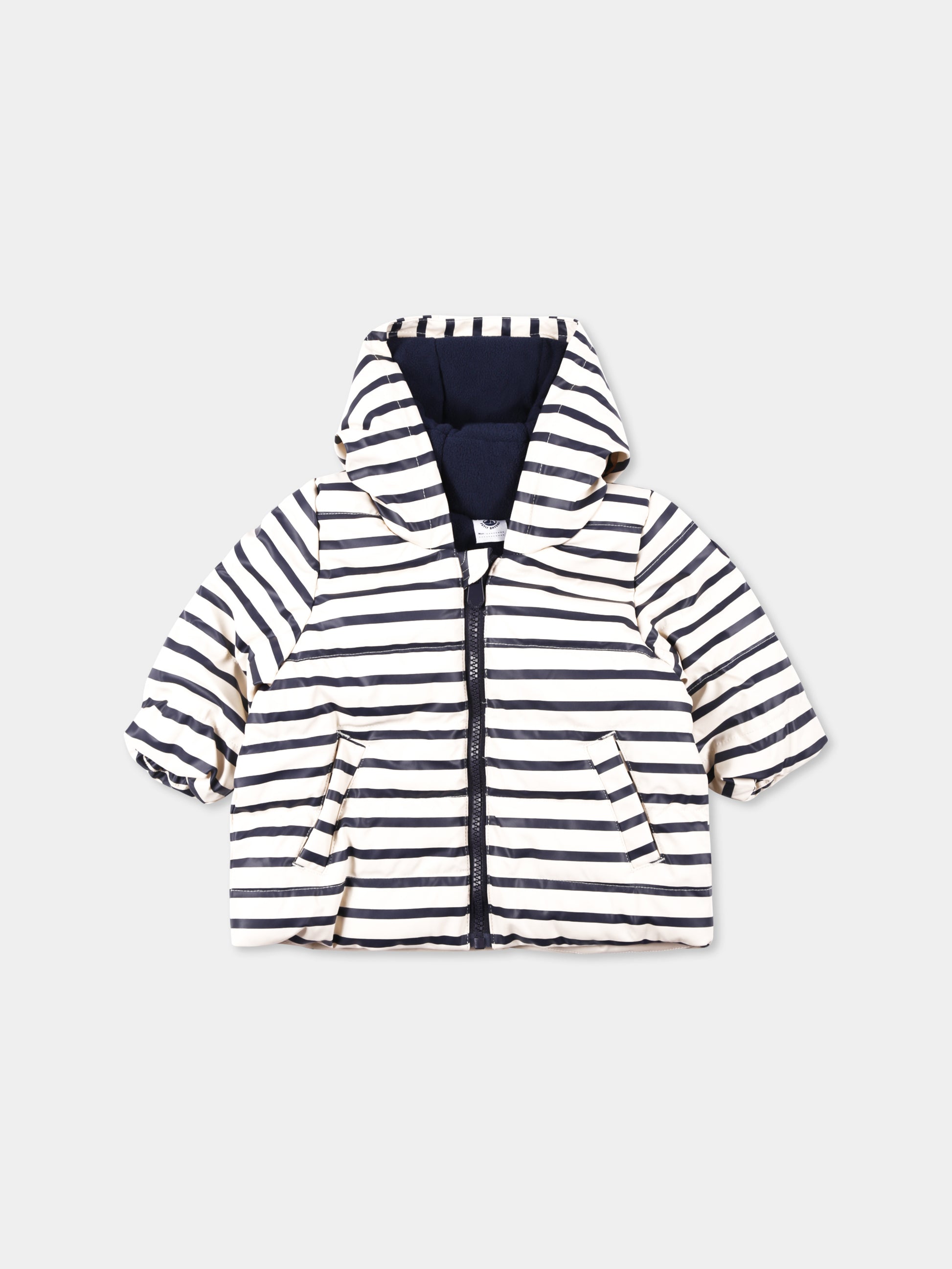 Piumino avorio per neonati con logo,Petit Bateau,A0B42 01