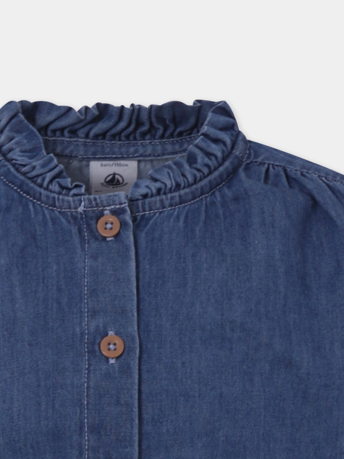 Camicia celeste per bambina,Petit Bateau,A0B6C 01