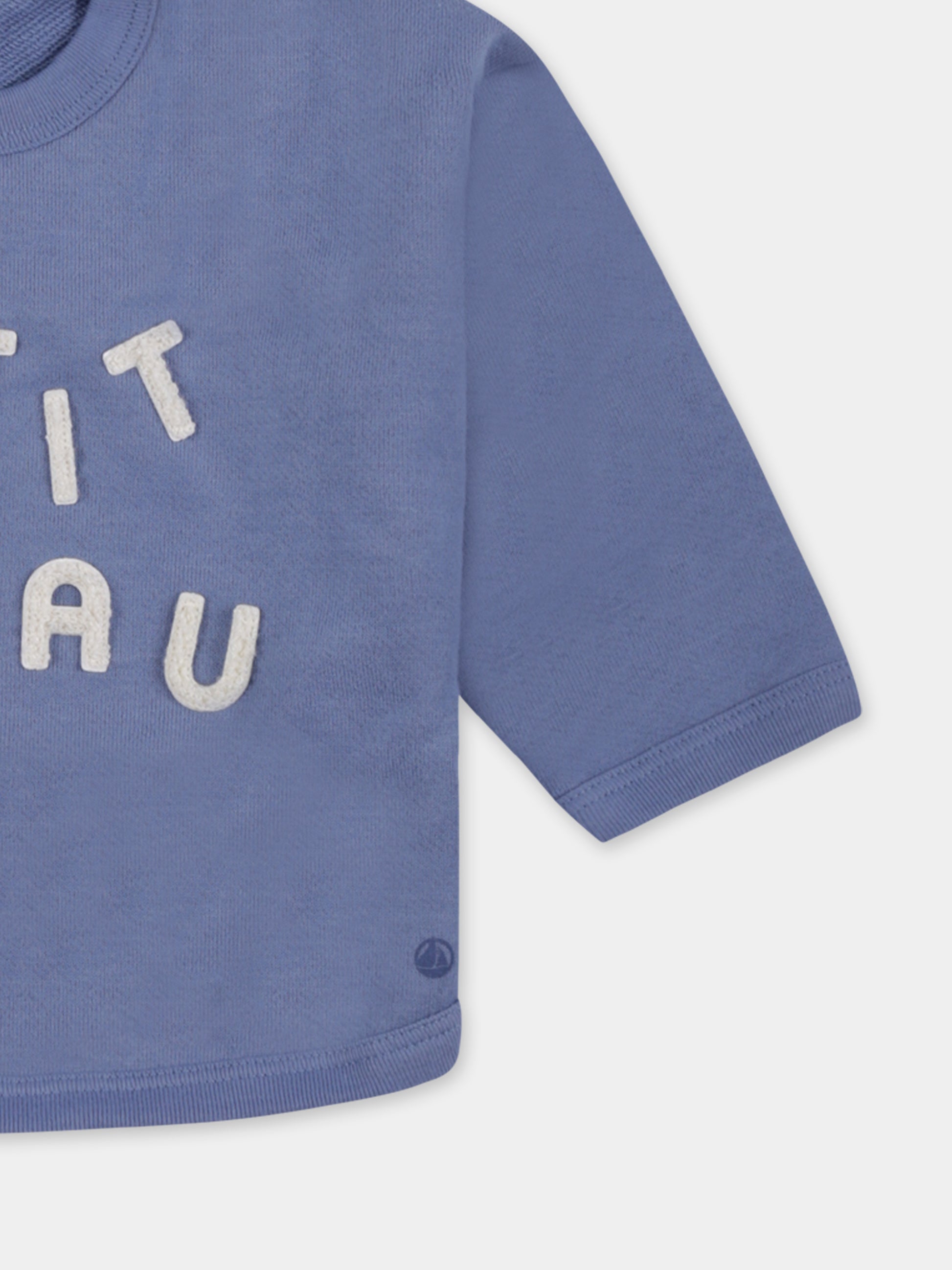 Felpa celeste per neonato con logo,Petit Bateau,A0B6Y 01