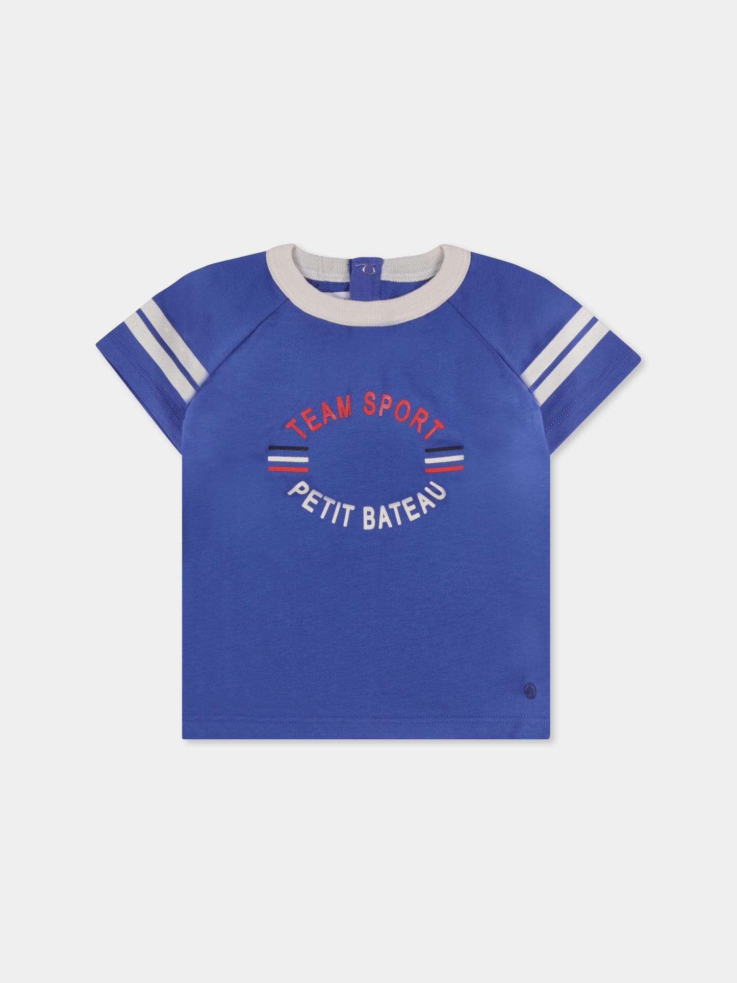 T-shirt blu per neonato con logo e scritta,Petit Bateau,A0BDX 01