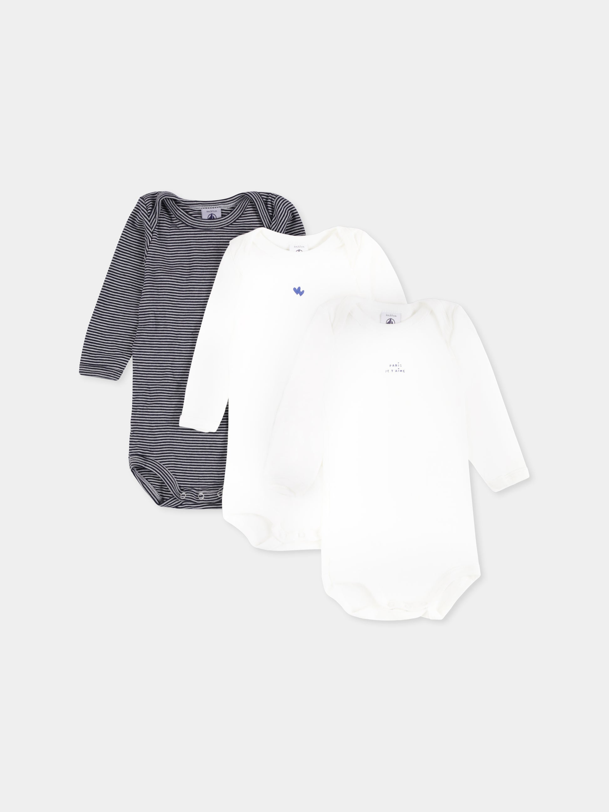 Set body multicolor per neonati con cuori e scritta,Petit Bateau,A0BEA 00