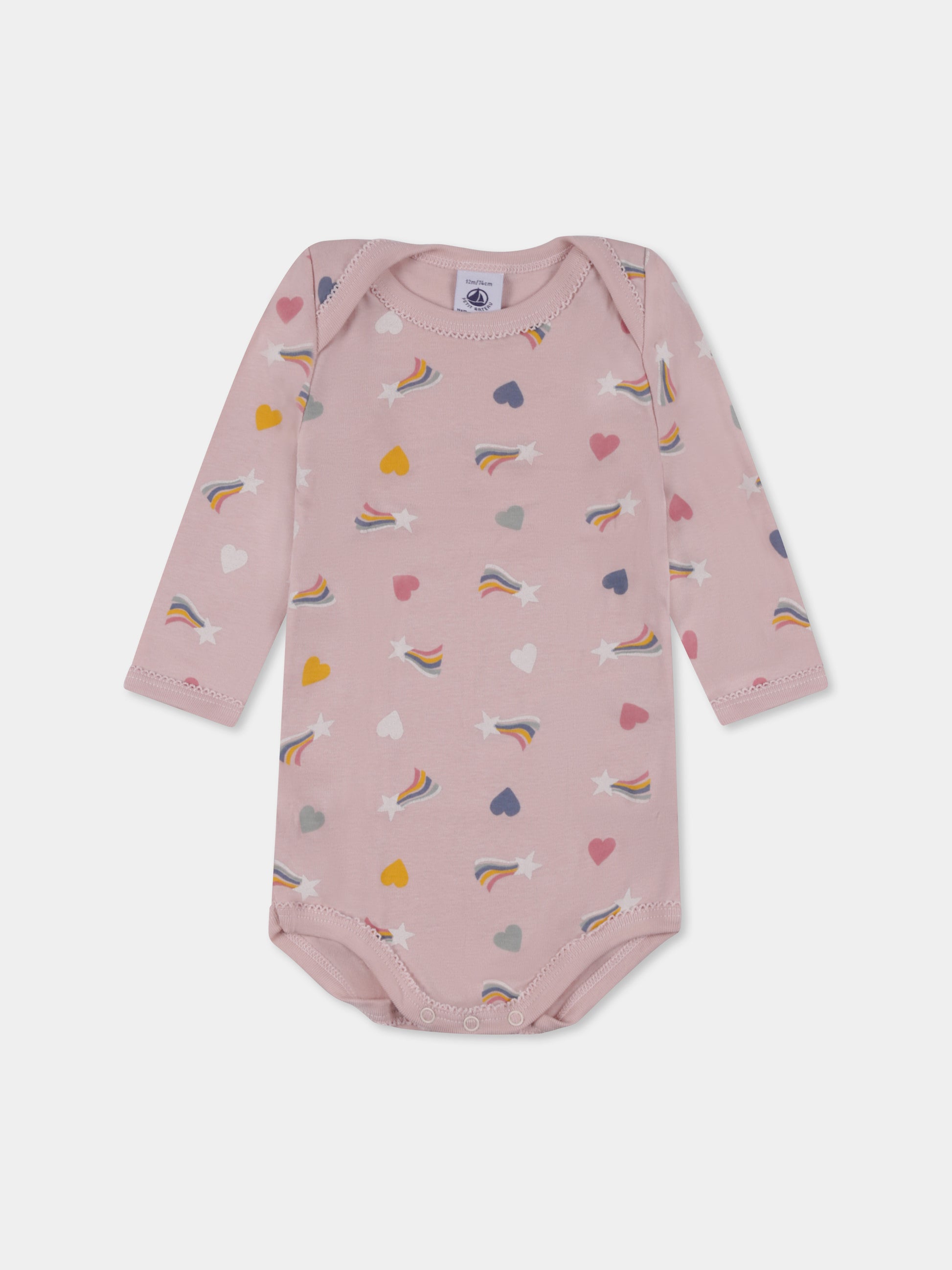 Set body multicolor per neonata con cuori e stella cadente,Petit Bateau,A0BGV 00