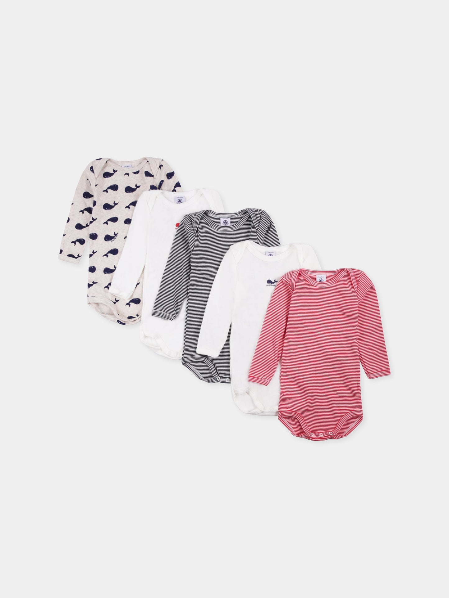 Set body multicolor per neonati con stampa balena,Petit Bateau,A0BGY 00