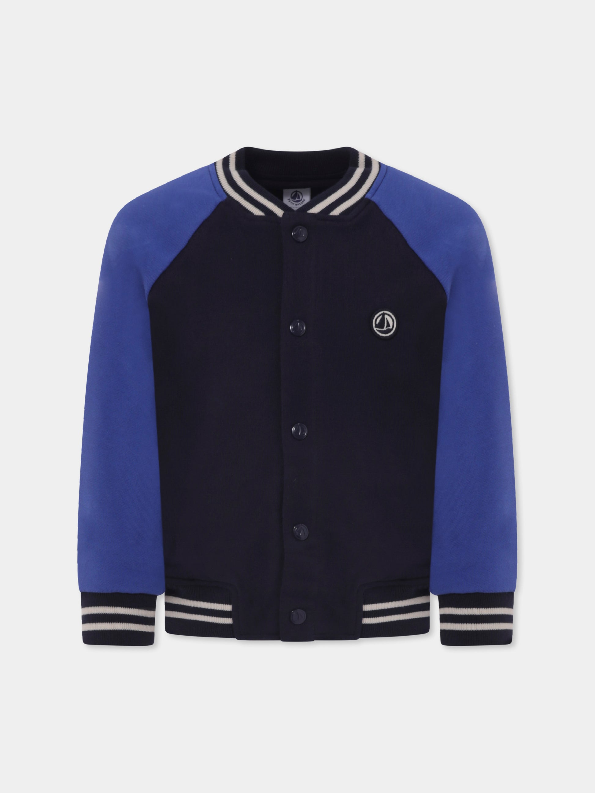 Bomber blu per bambino con logo,Petit Bateau,A0BIQ 01