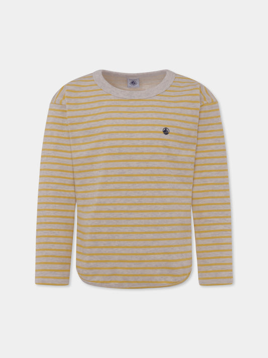 T-shirt gialla per bambino con logo,Petit Bateau,A0BJD 01