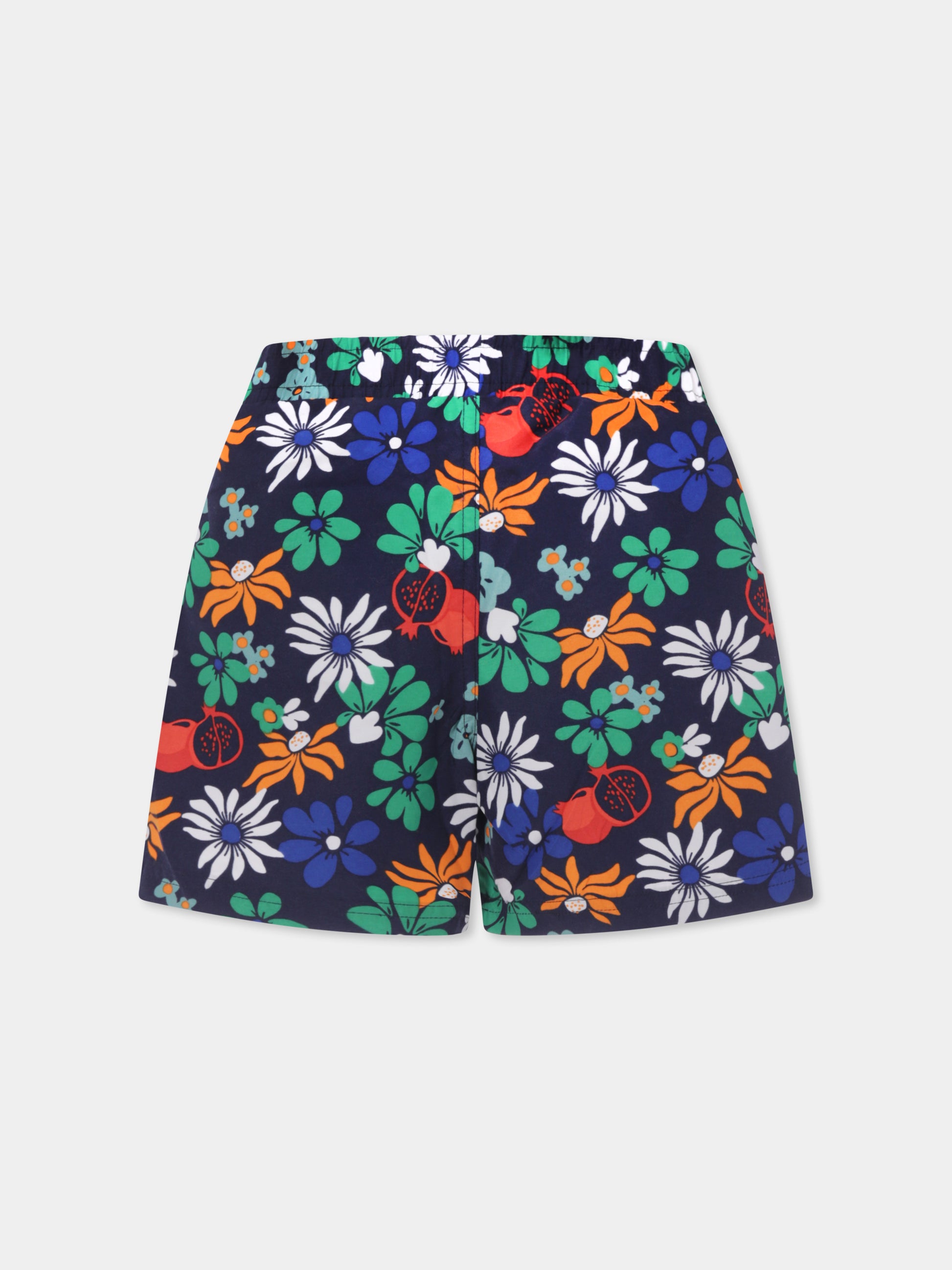 Boxer mare blu per bambino con stampa floreale,Petit Bateau,A09NT 01