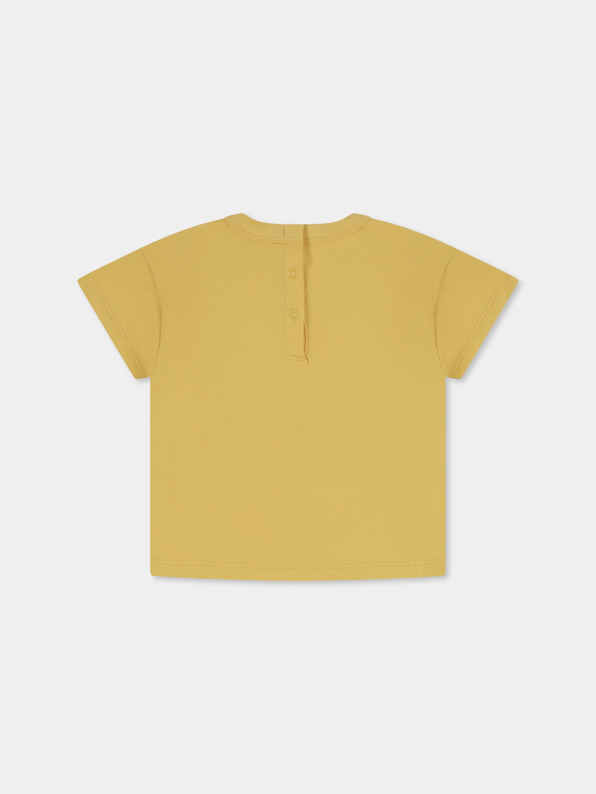 T-shirt gialla per neonato con arcobaleno e logo,Petit Bateau,A09PU 04