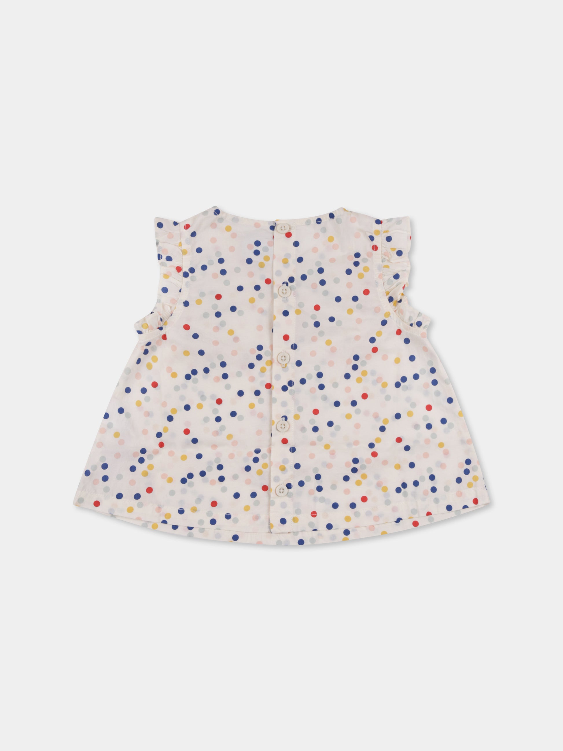 Camicia avorio per neonata con pois all over,Petit Bateau,A09RU 01