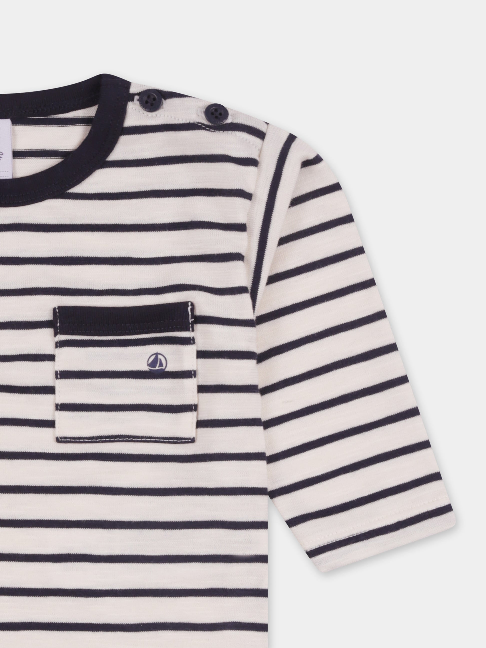T-shirt blu per neonati con logo,Petit Bateau,A09WW 01