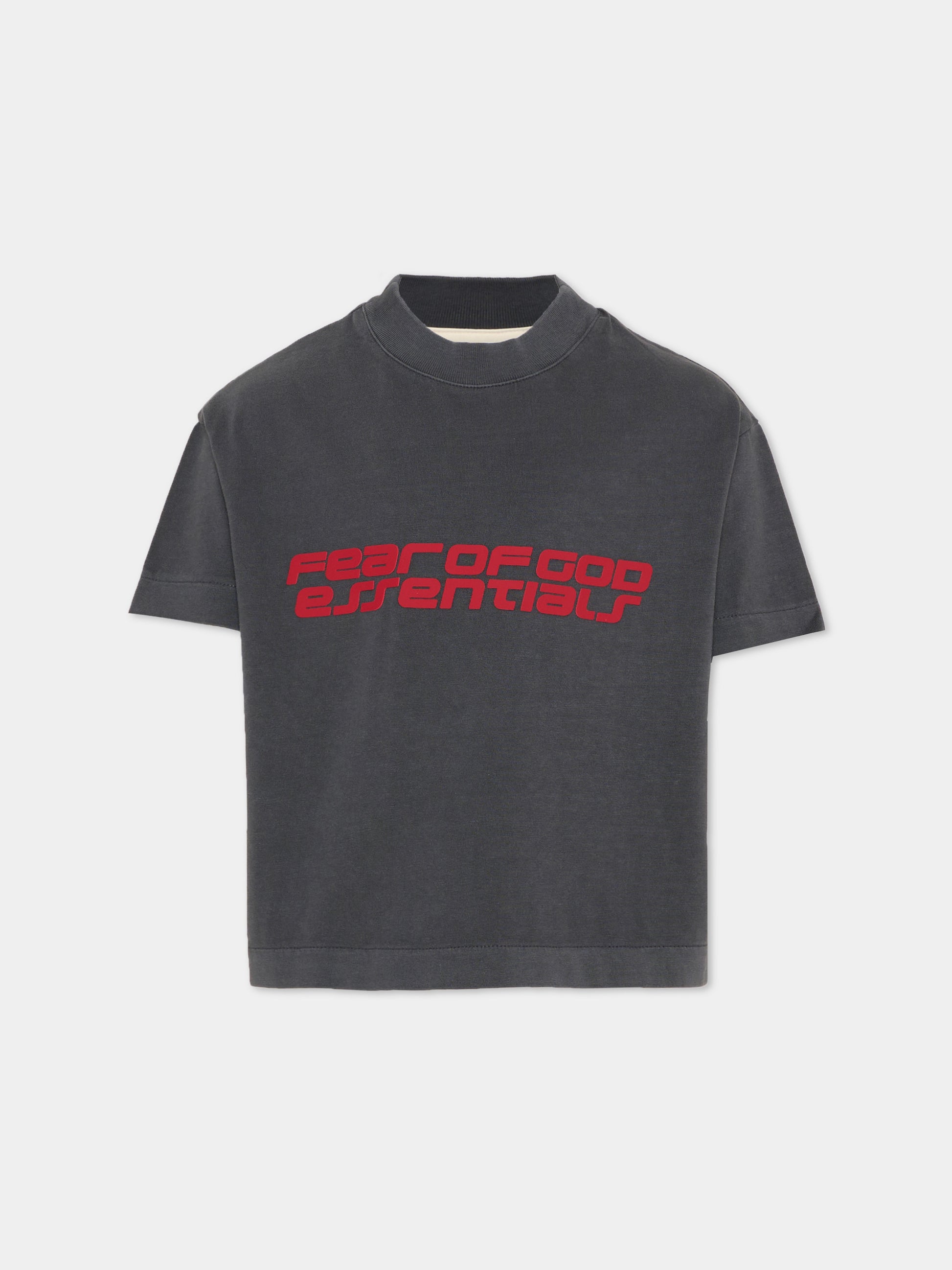T-shirt grigia per bambini con logo rosso,Fear Of God Essentials,785HO251431K IRON GREY
