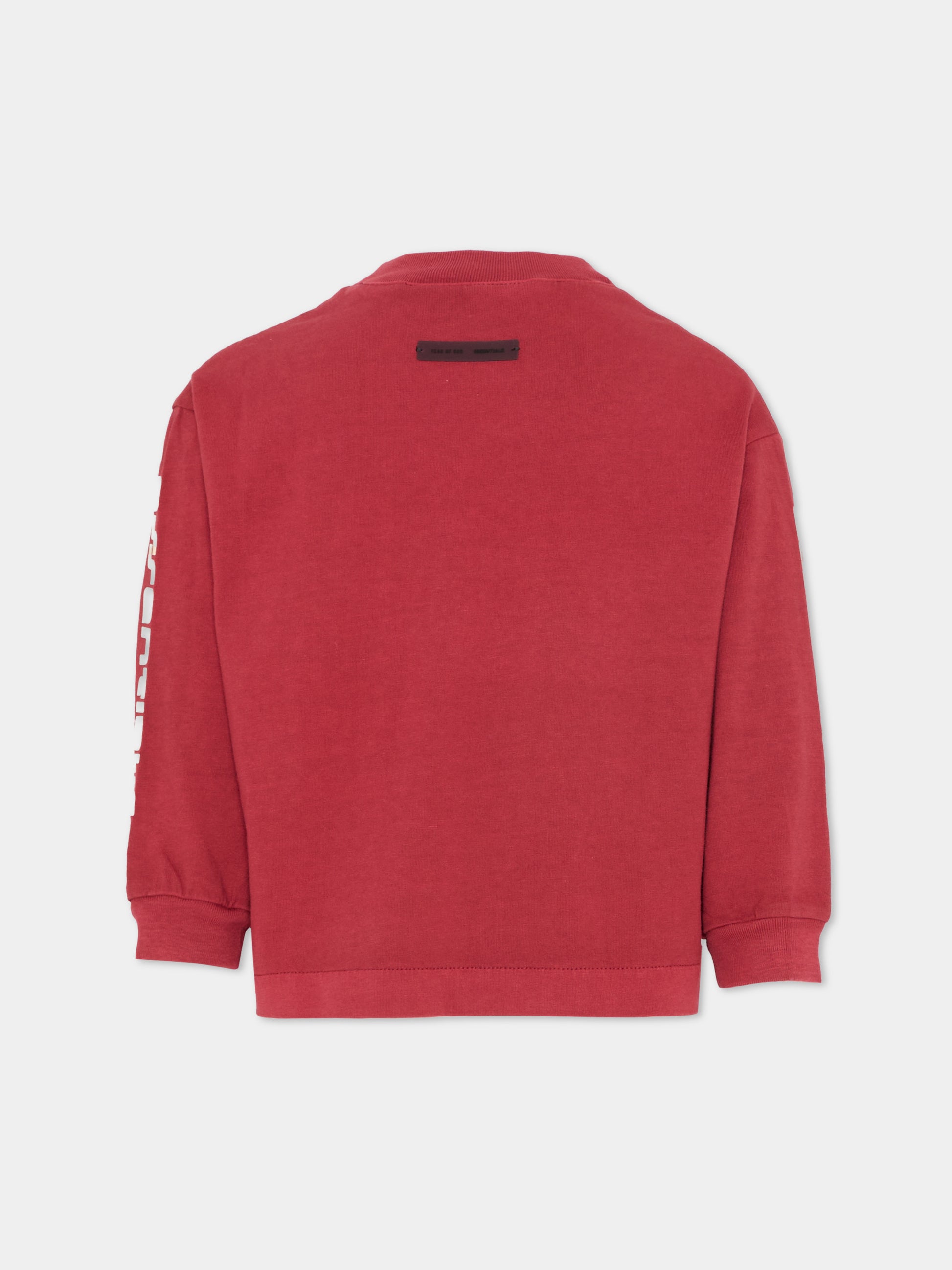 T-shirt bordeaux per bambini con logo,Fear Of God Essentials,785HO251441K CRIMSON