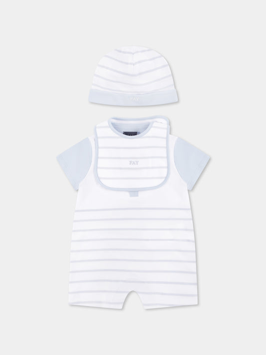 Blue romper set for baby boy with logo