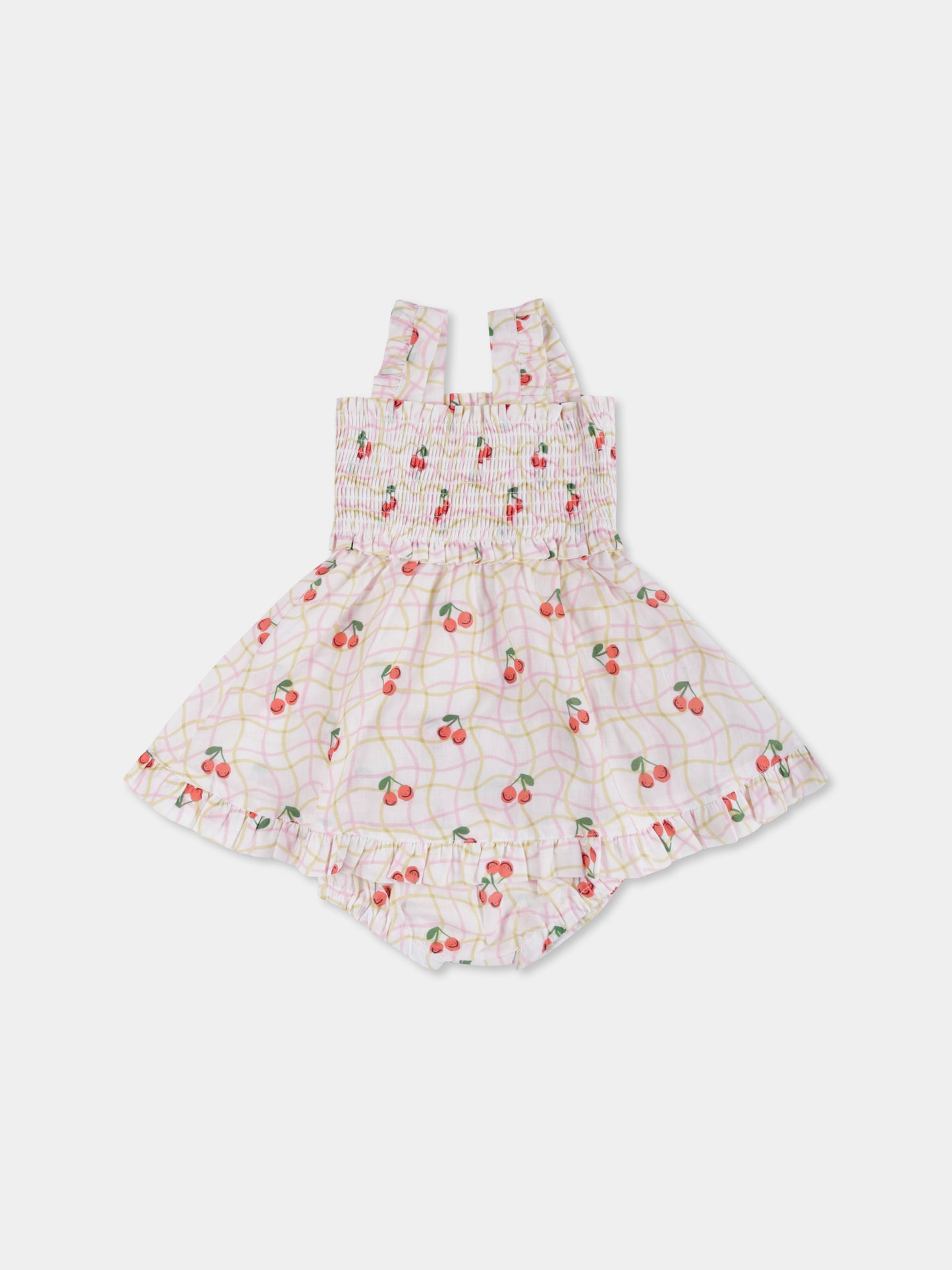 Vestito bianco per neonata con ciliegie all over,Stella Mccartney Kids,TW1082 Z2717 101MC