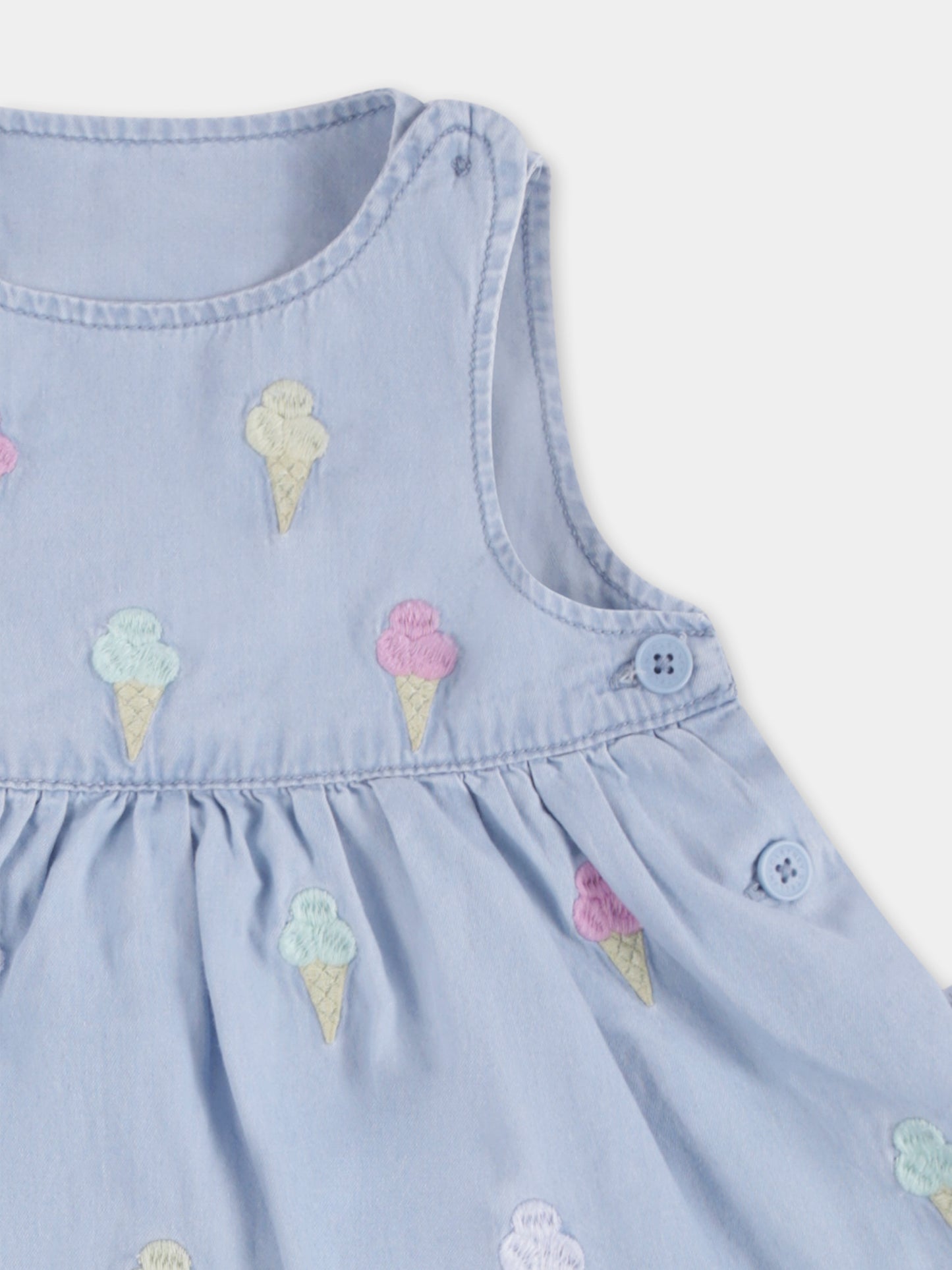 Vestito celeste per neonata con gelati all over,Stella Mccartney Kids,TW1172 Z2767 600EM