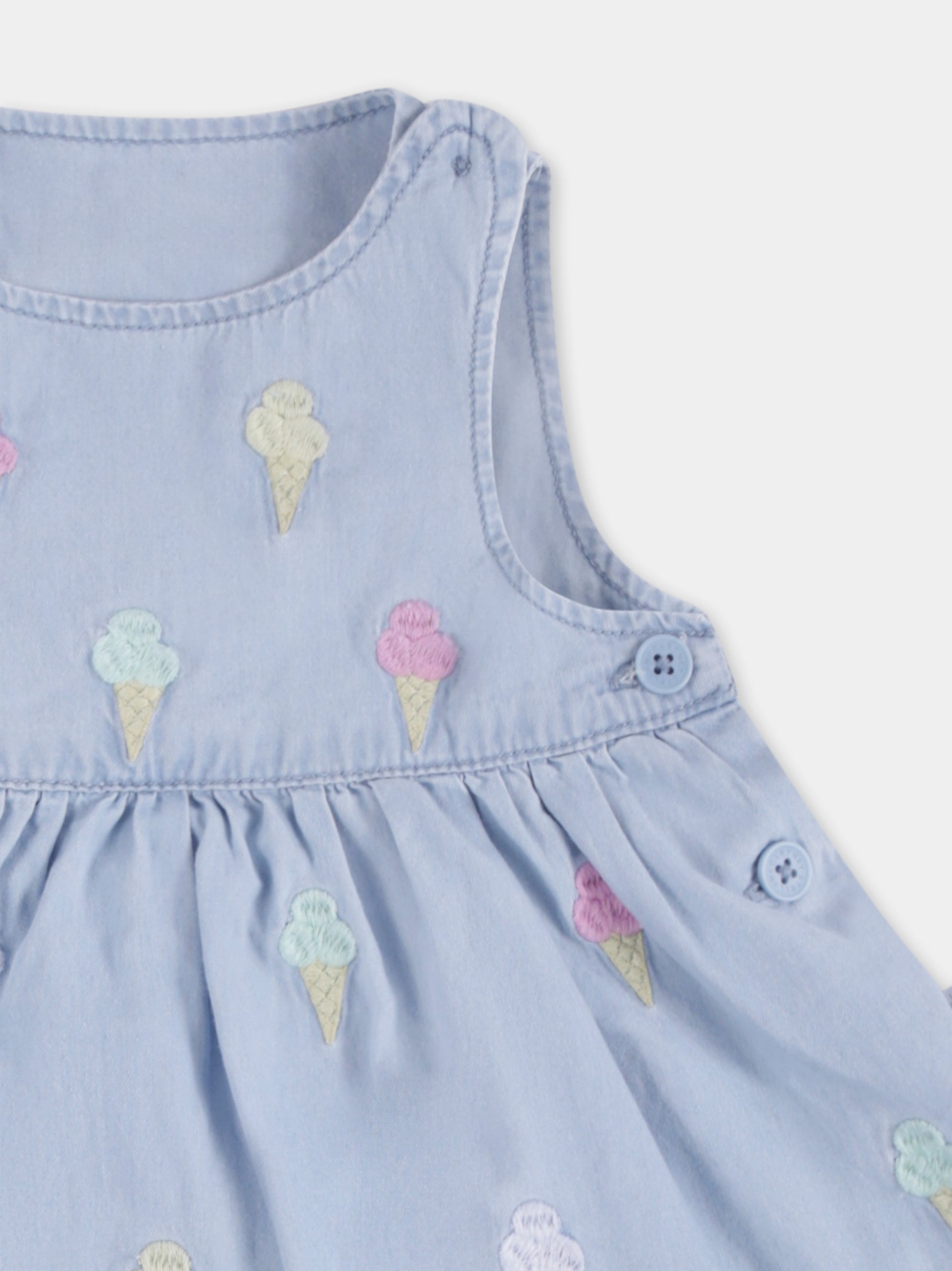 Vestito celeste per neonata con gelati all over,Stella Mccartney Kids,TW1172 Z2767 600EM