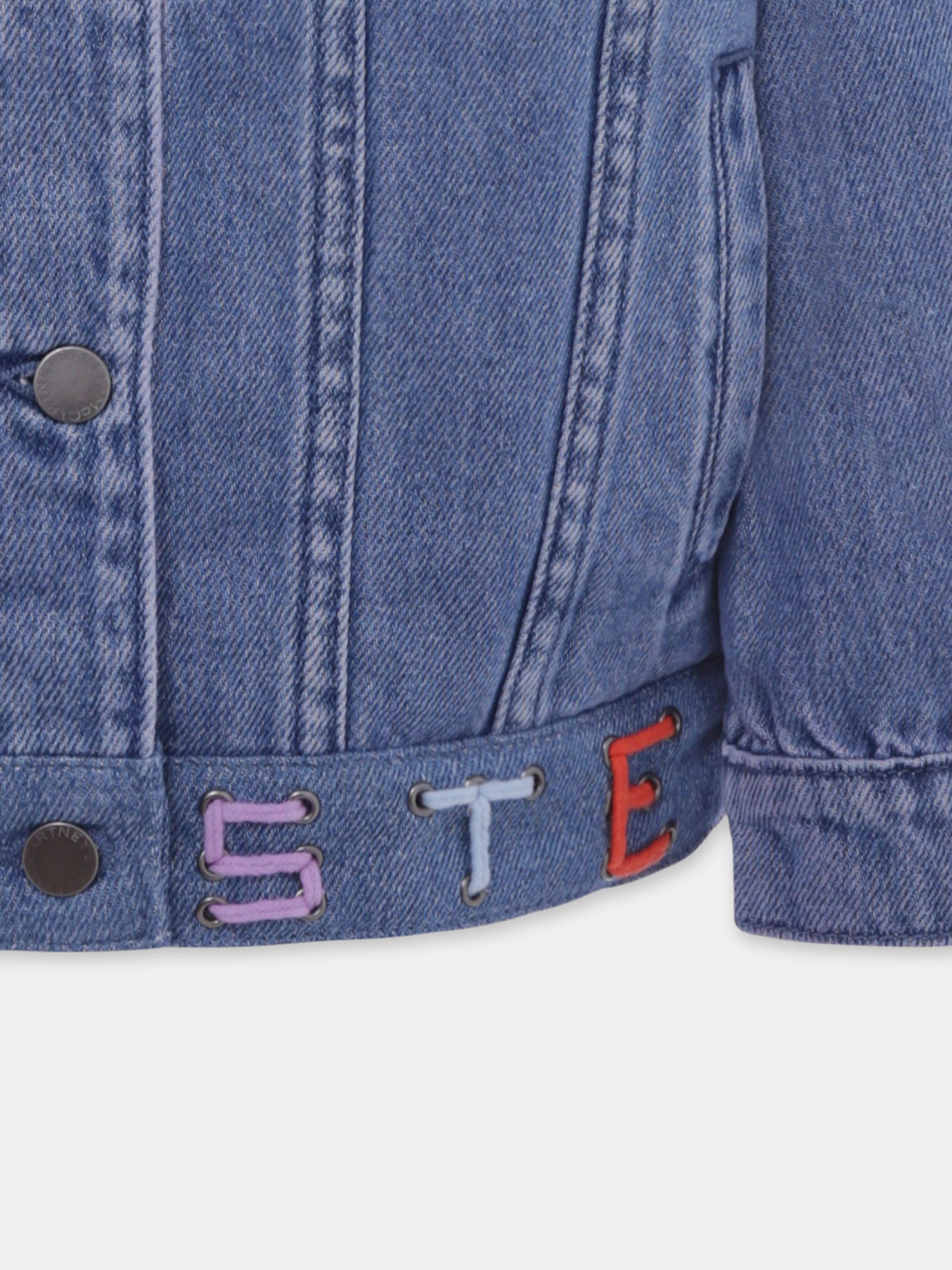 Giubbotto di jeans denim per bambina con logo,Stella Mccartney Kids,TW2B17 Z0746 614