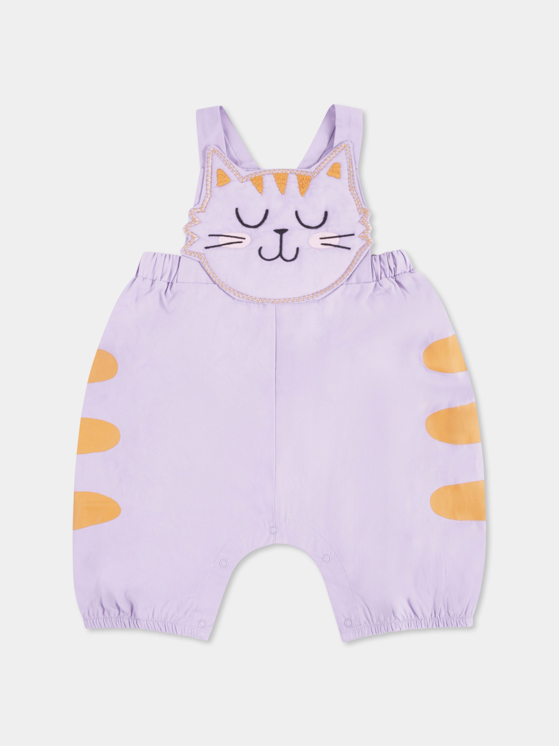 Salopette lilla per neonata con gatto,Stella Mccartney Kids,TWA042 Z0159 572