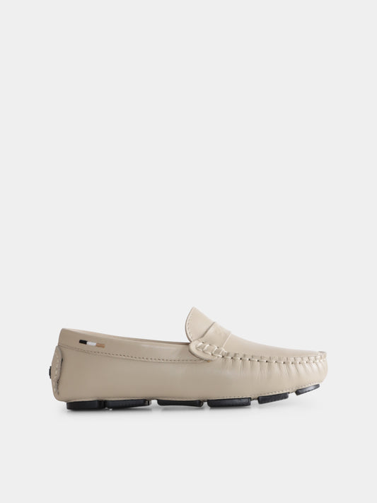 Mocassini beige per bambino con logo,Boss,J51651 249