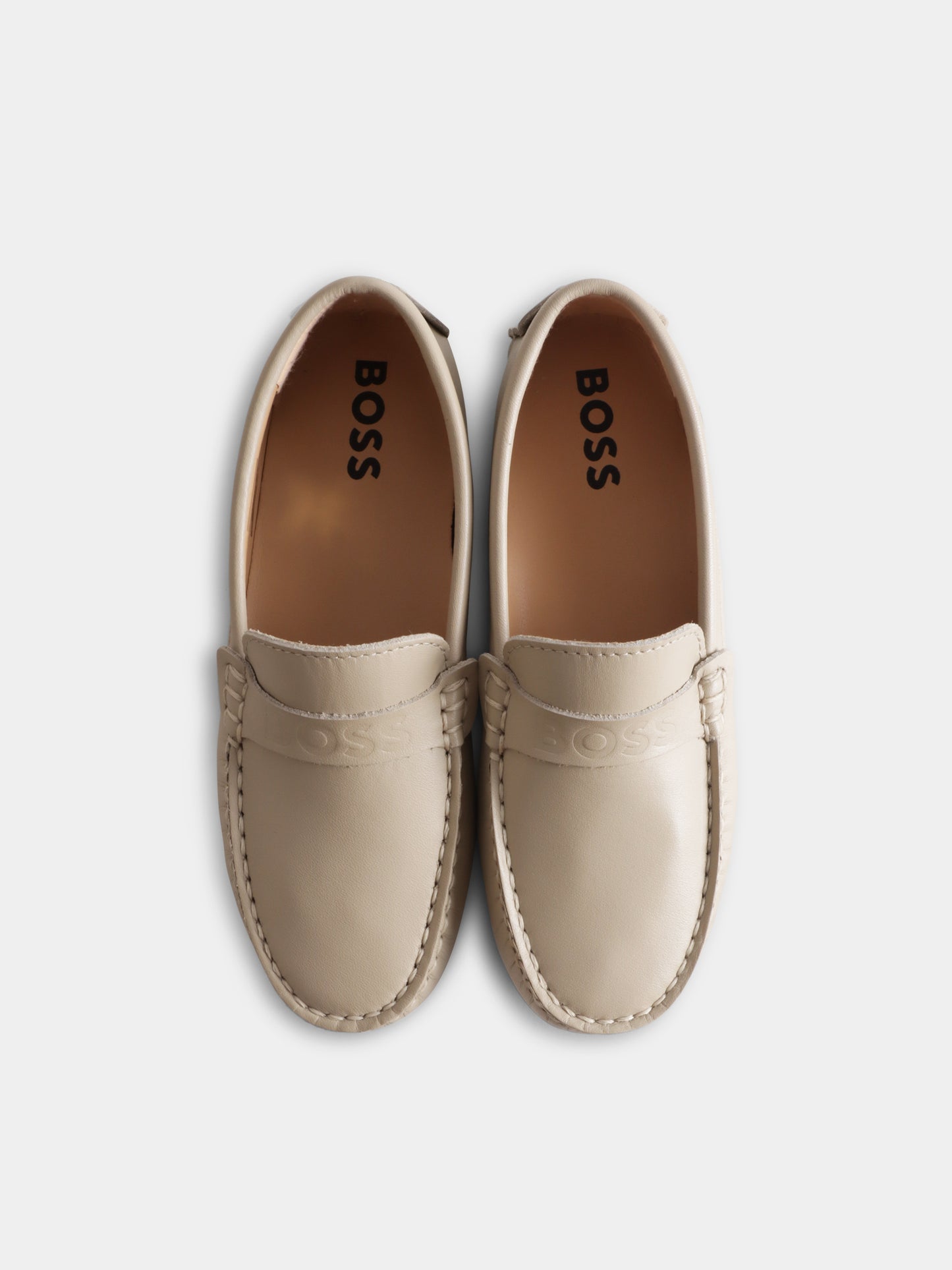 Mocassini beige per bambino con logo,Boss,J51651 249